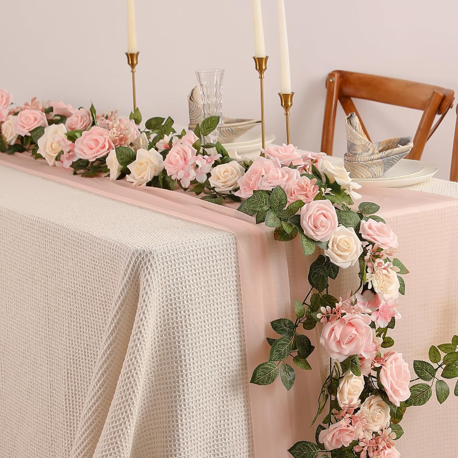 5FT Artificial Rose Flower Burgundy Fake Floral Garland for Wedding Ceremony Backdrop Arch Flowers Table Centerpieces Decorations