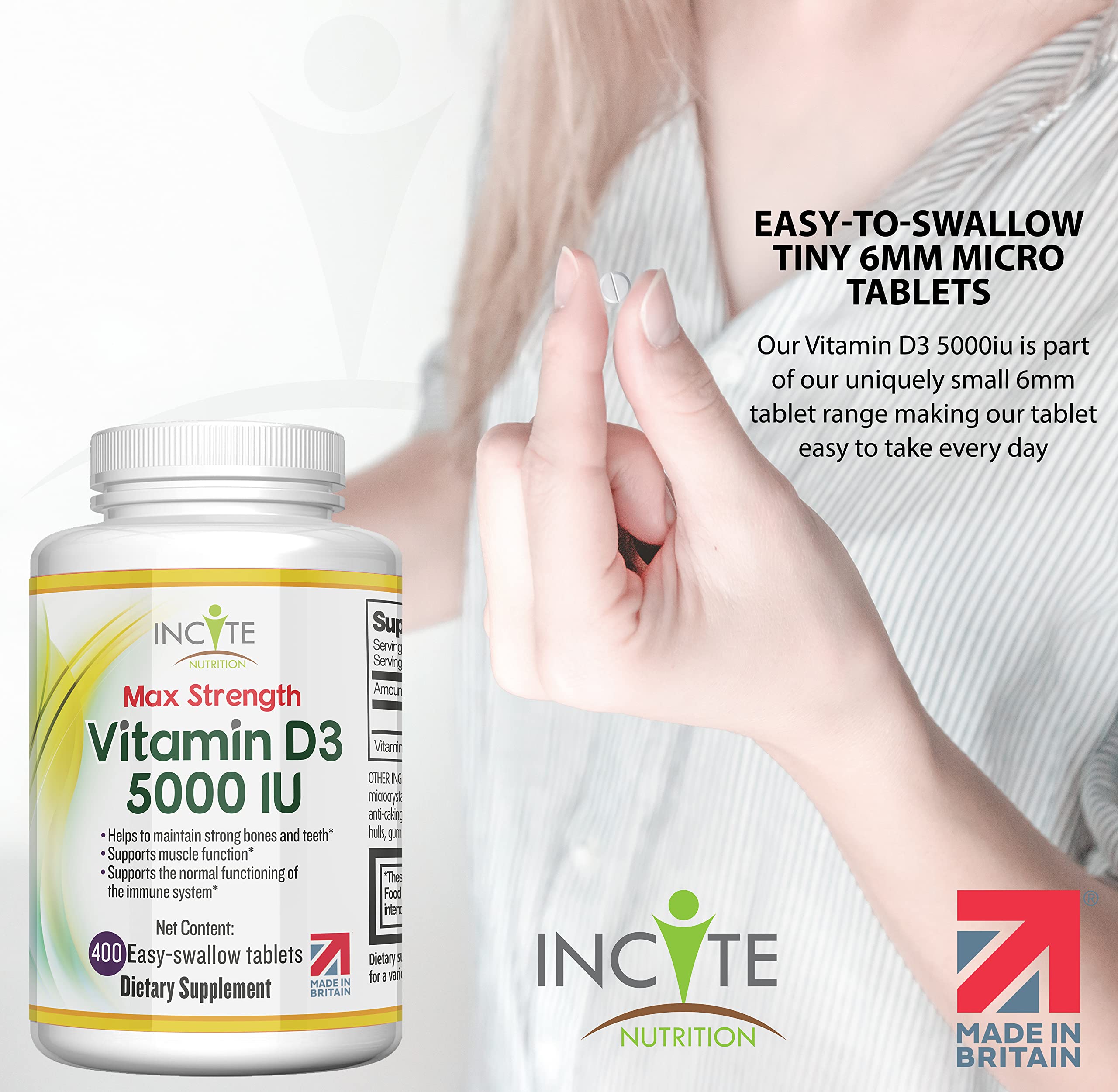 Buy Vitamin D 5000 iu 400 Premium Vitamin D3 EasySwallow Micro Tablets One a Day High