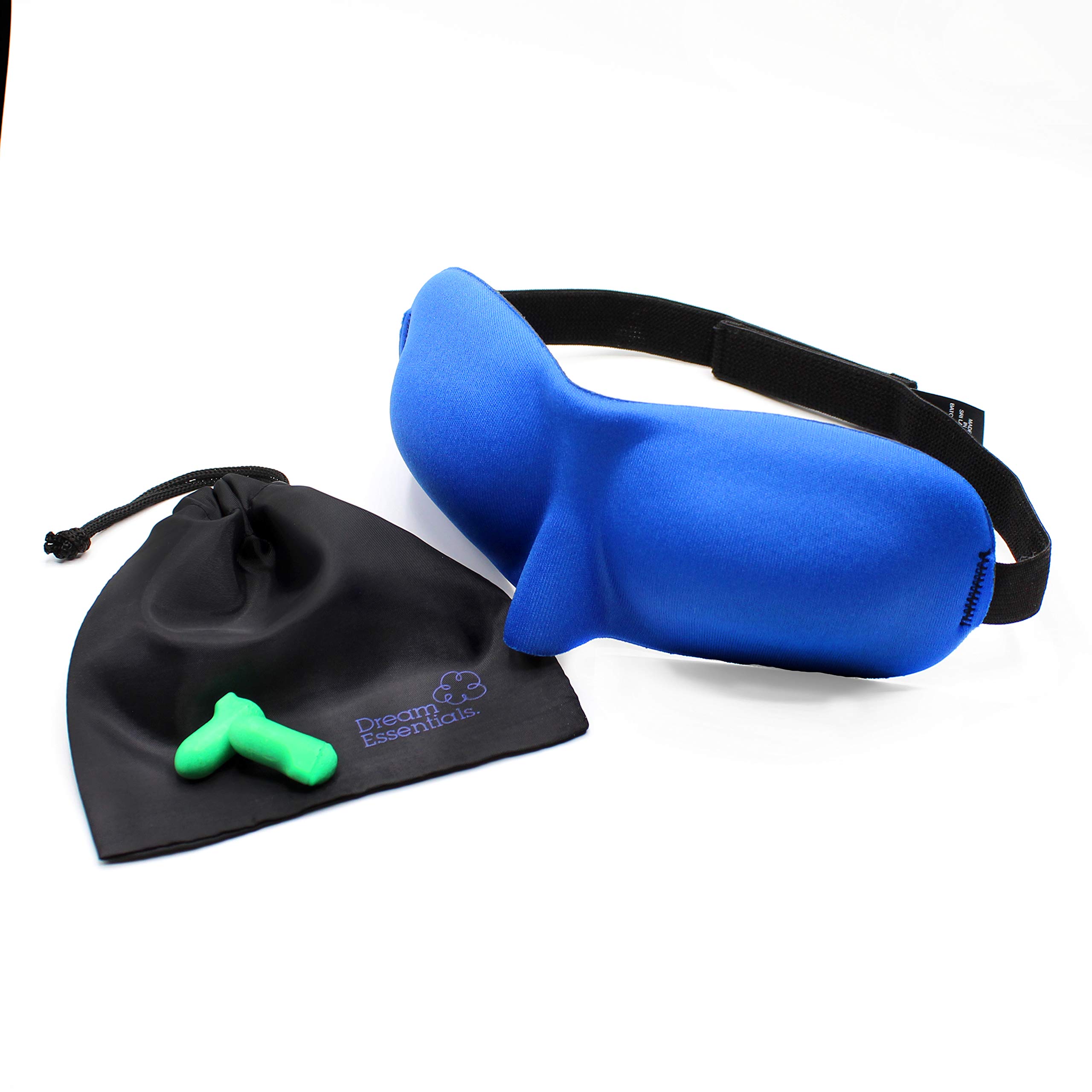 Dream EssentialsSweet Contoured Sleep Mask with Earplugs and Carry Pouch, Royal Blue