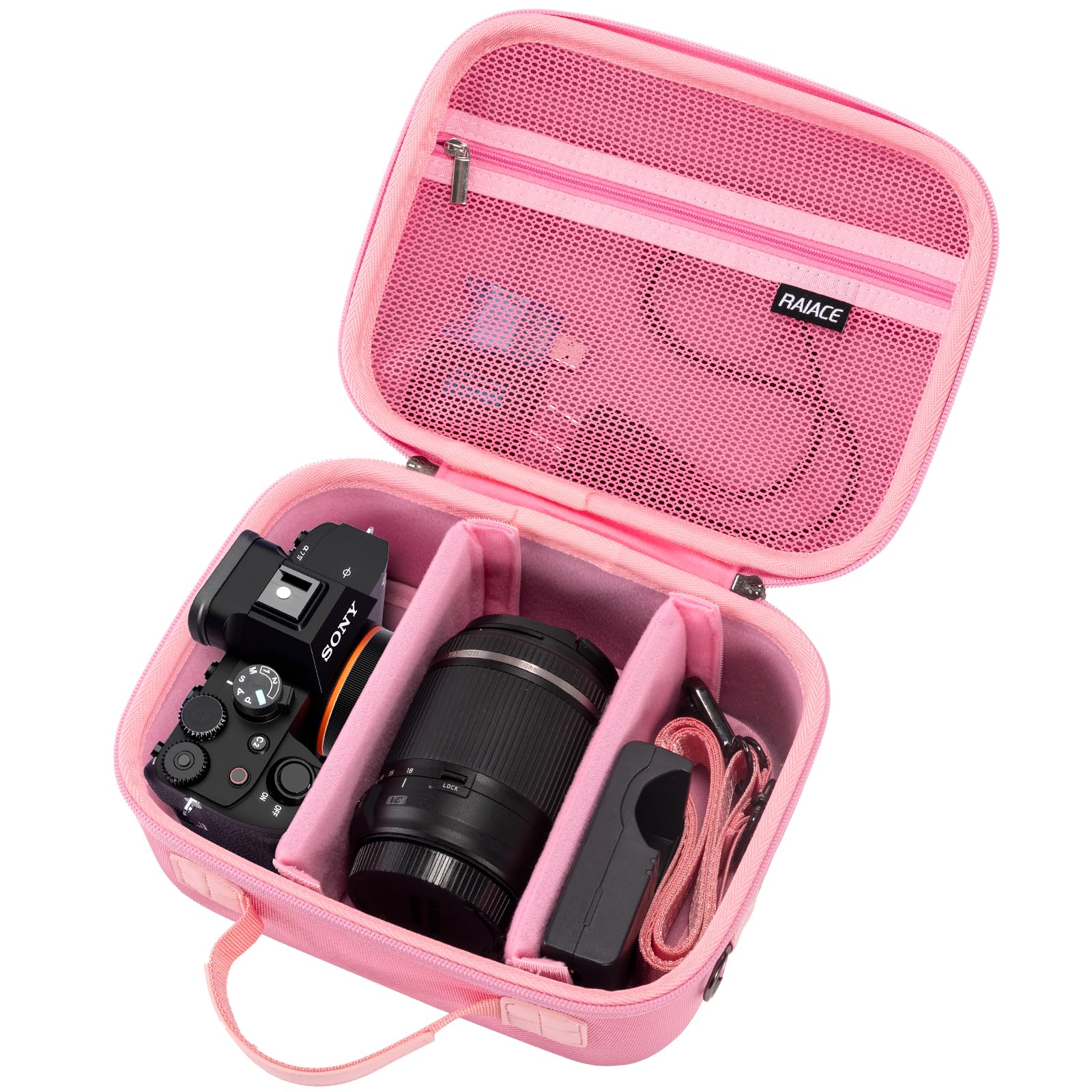 RAIACE Hard Case Compatible with Sony Alpha 7 II III IV/7R V Camera, for Nikon, for Canon, for Pentax and More. Mesh Pocket for Charger, Cables, Cards