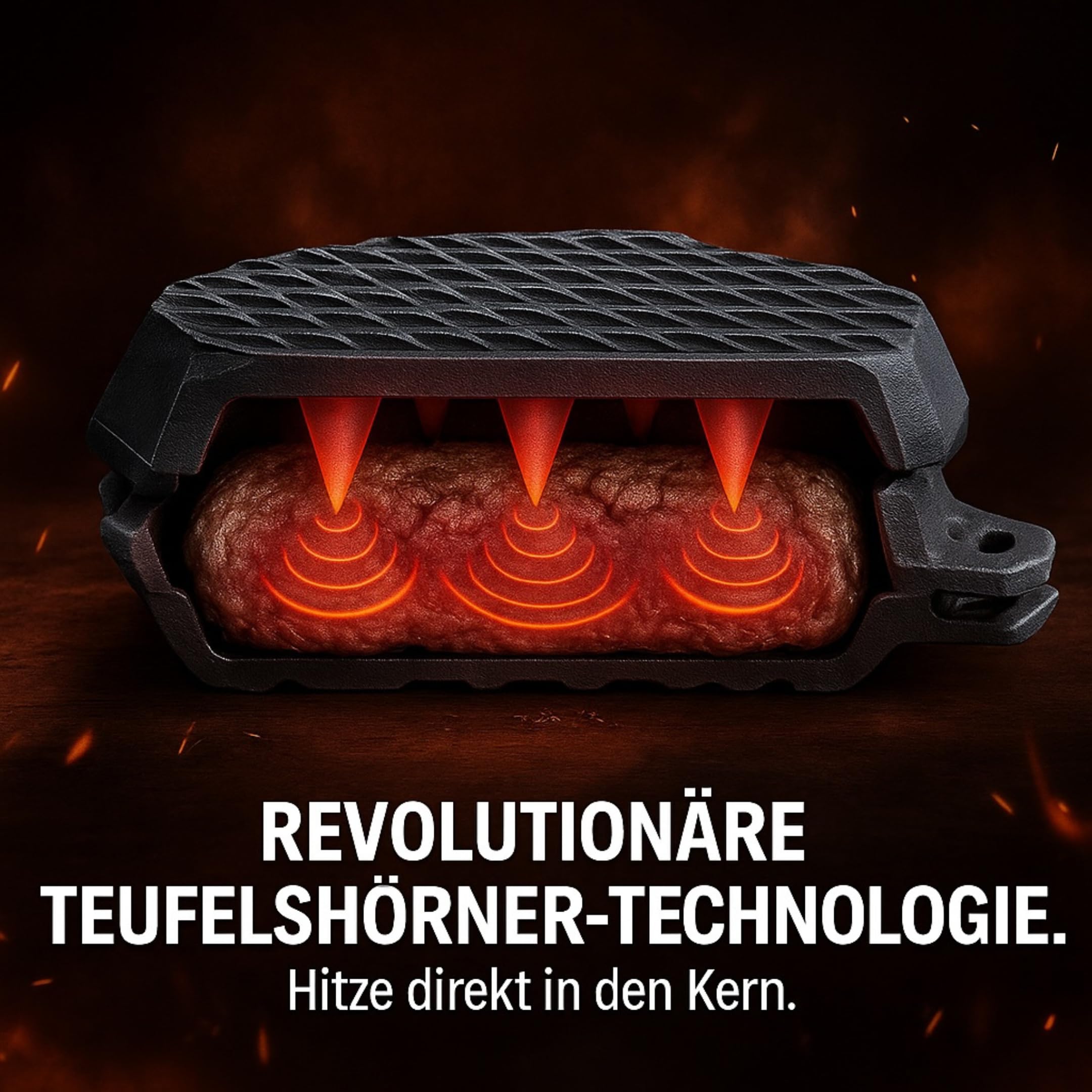 Gusseisen Burgerpfanne mit Deckel - Doppel-Bratpfanne für perfekte Patties - Grillpfanne für BBQ, Smoker & Küche - Vorbehandelte, Hitzebeständige & Extra saftige Pattie-Pfanne (2 Stück)