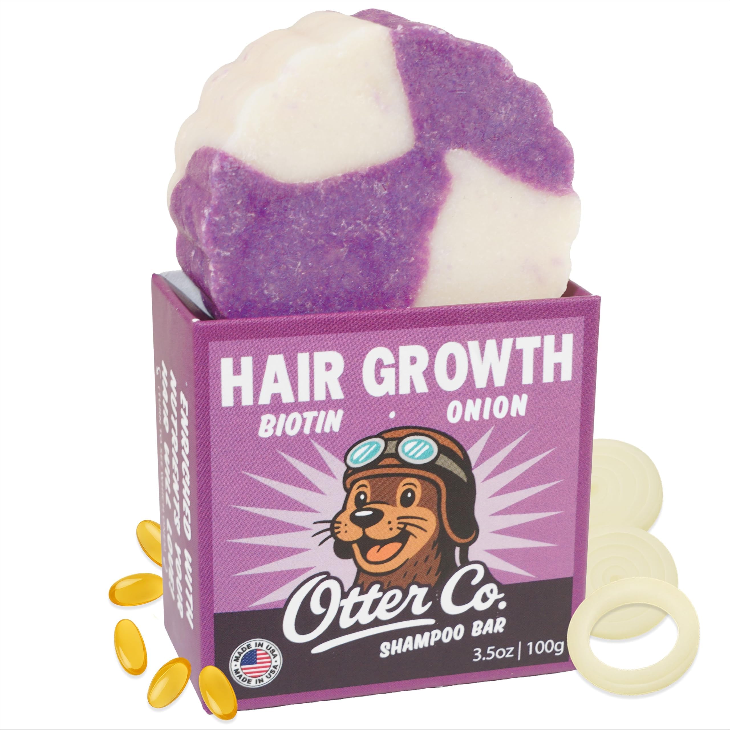 Otter Co. Champú de biotina y cebolla para el crecimiento del cabello con queratina, aceite de romero para el crecimiento del cabello, ACV, vegano, sin sulfatos y no tóxico, champú para pérdida de