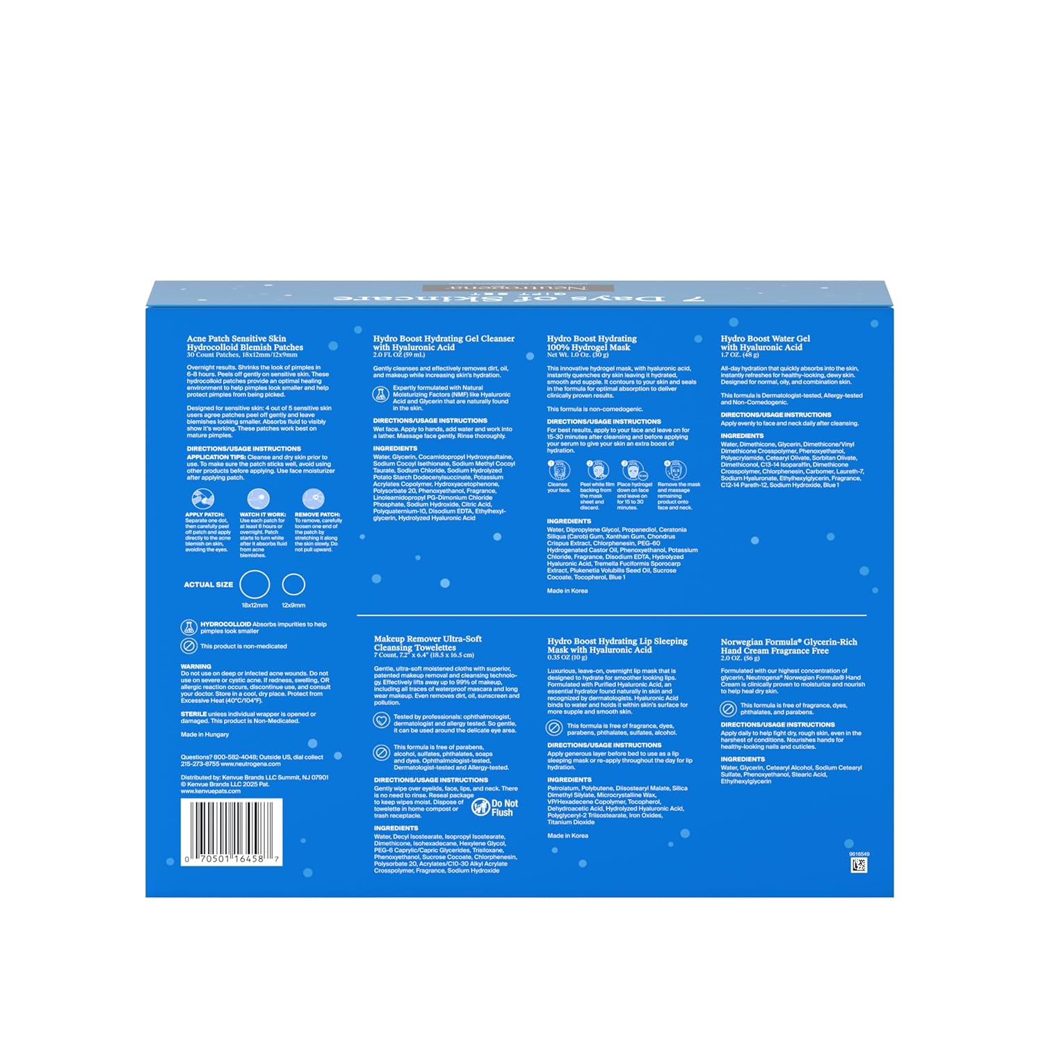 Neutrogena 7 Days of Skincare Set ($56.00 Value), Daily Skin Care Essentials – Face Wash, Facial Moisturizer, Makeup Remover Wipes, Pimple Patches & More, 7 Full & Travel Size Toiletries - Image 6