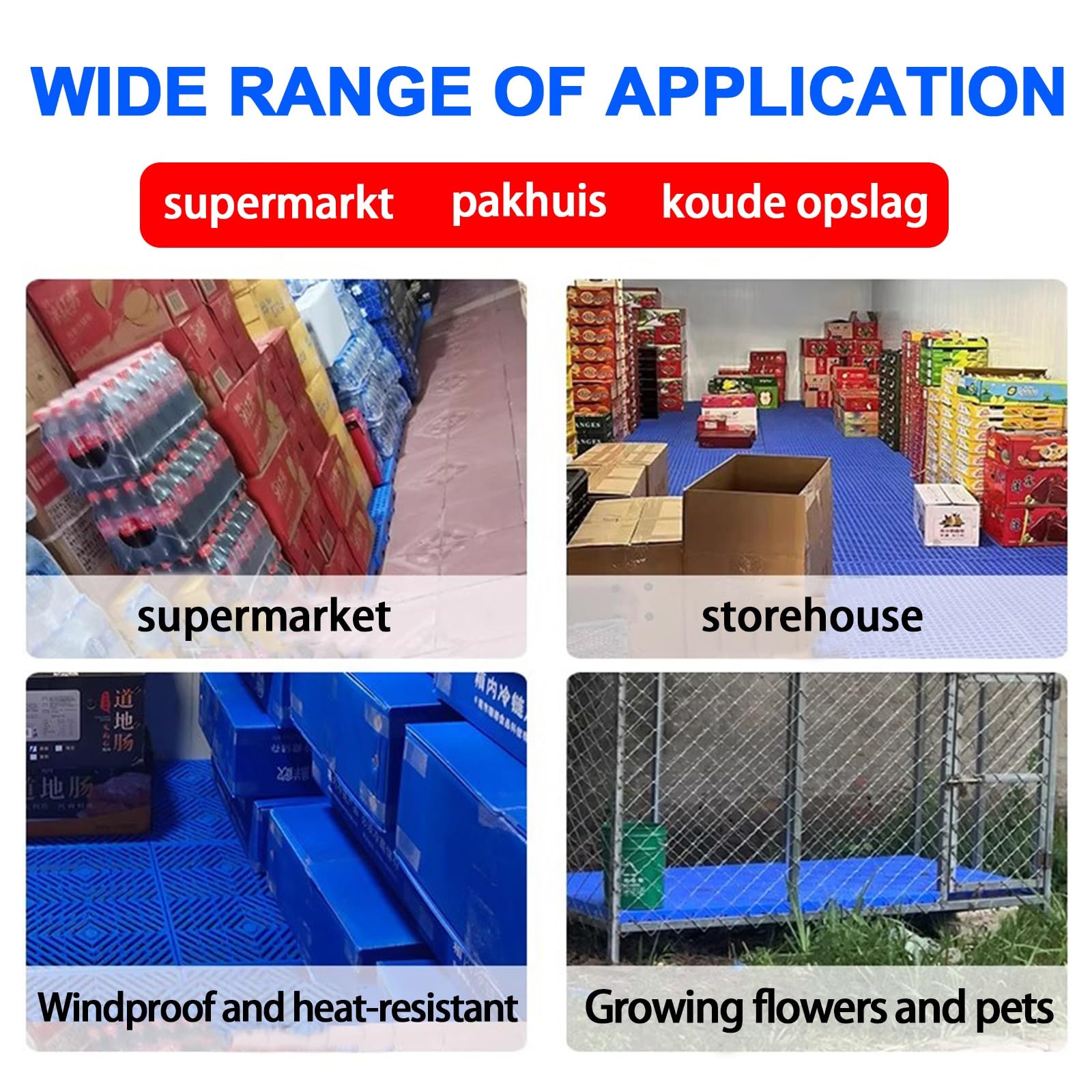 Paleta plastikowa, odporna na wilgoć wspólna paleta podłogowa, wodoodporne maty z polietylenu do przechowywania, do użytku w garażu, supermarkecie, piwnicach (60 x 30 x 3 cm (23,6 x 11,8 x 1,18 cm