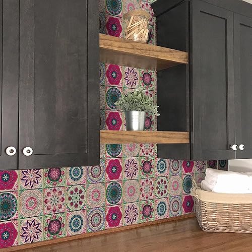 Vista 2 de 24 calcomanías para azulejos para despegar y pegar, pegar en azulejos en muro para cocina, pared, azulejos, papel tapiz de baño, vinilo