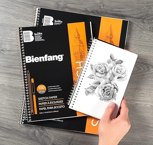 Miniatura 9 de Bienfang Bloc de bocetos de 8.5 x 11 pulgadas, (paquete de 2), 100 hojas de papel de arte de 60 libras y 3.17 ozm, cuaderno de dibujo encuadernado