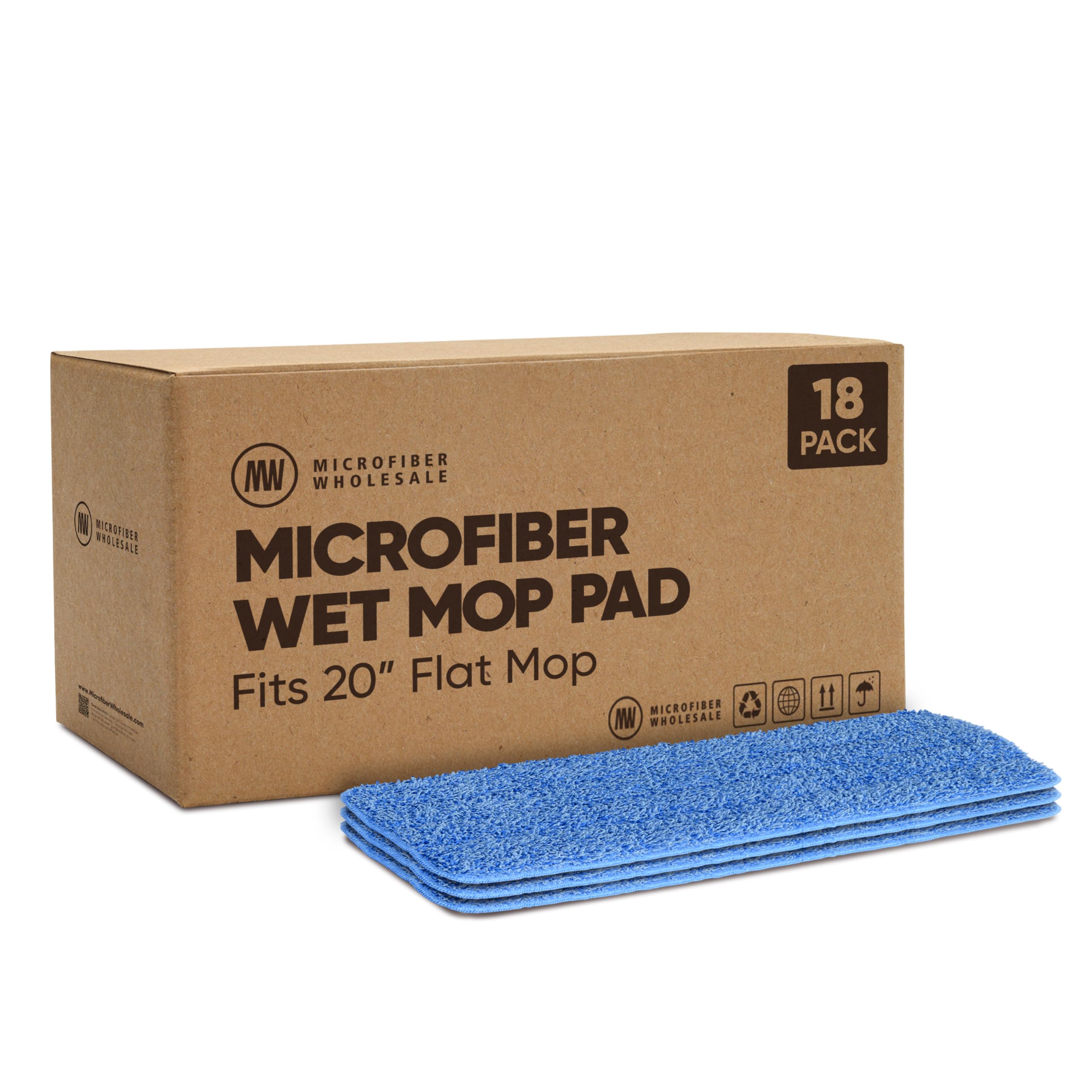 20 inch Microfiber Mop Wet Mop Pad Refills (18 Pack)