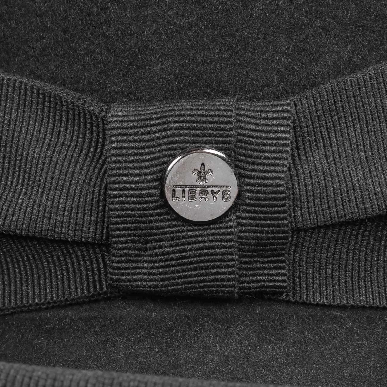 LIERYS Wollfilz Uni Melone Hut Ripsband einfarbig Made in Italy Damen und Herren Sommer Winter