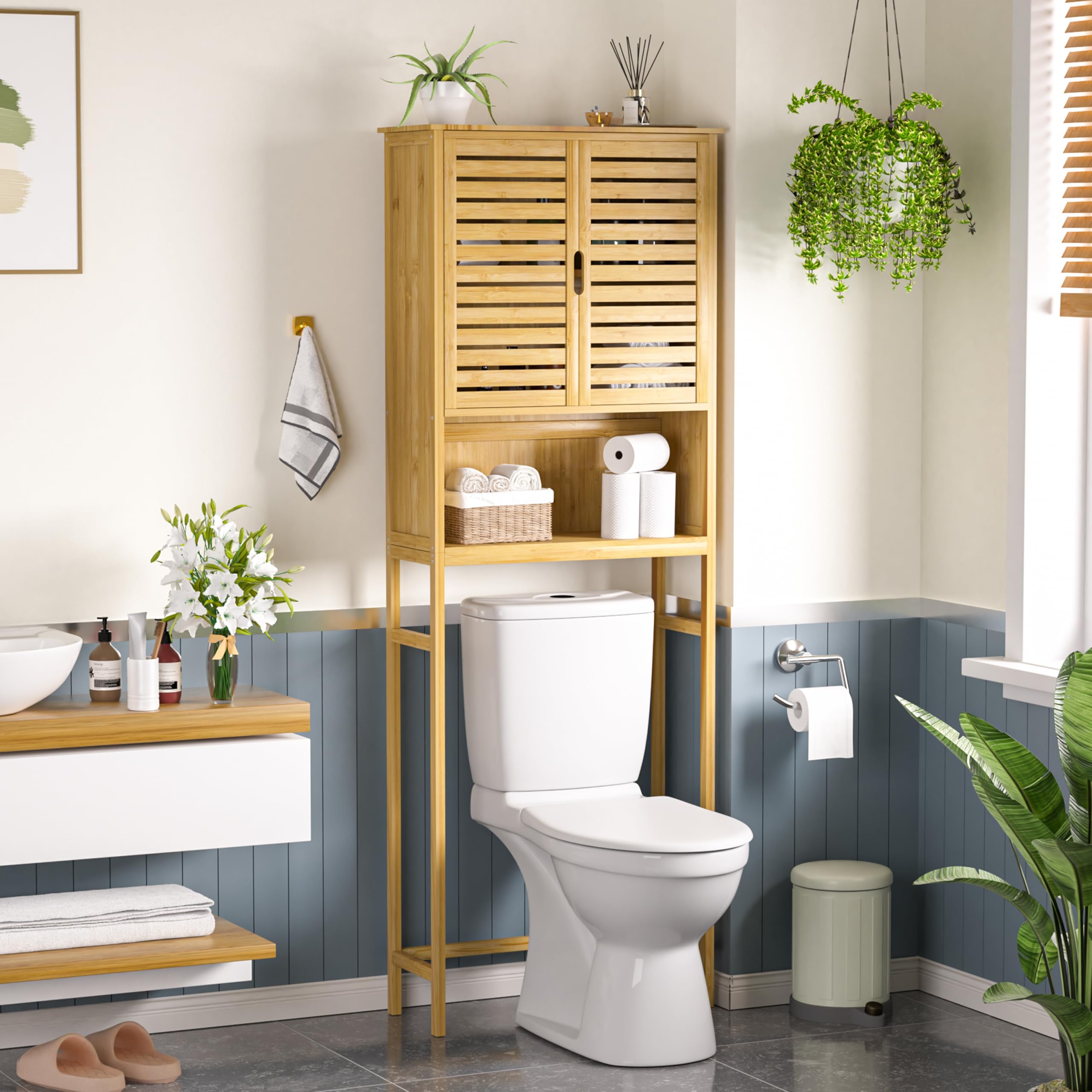 MUPATER 67 Inch Bathroom Over The Toilet Storage Cabinet