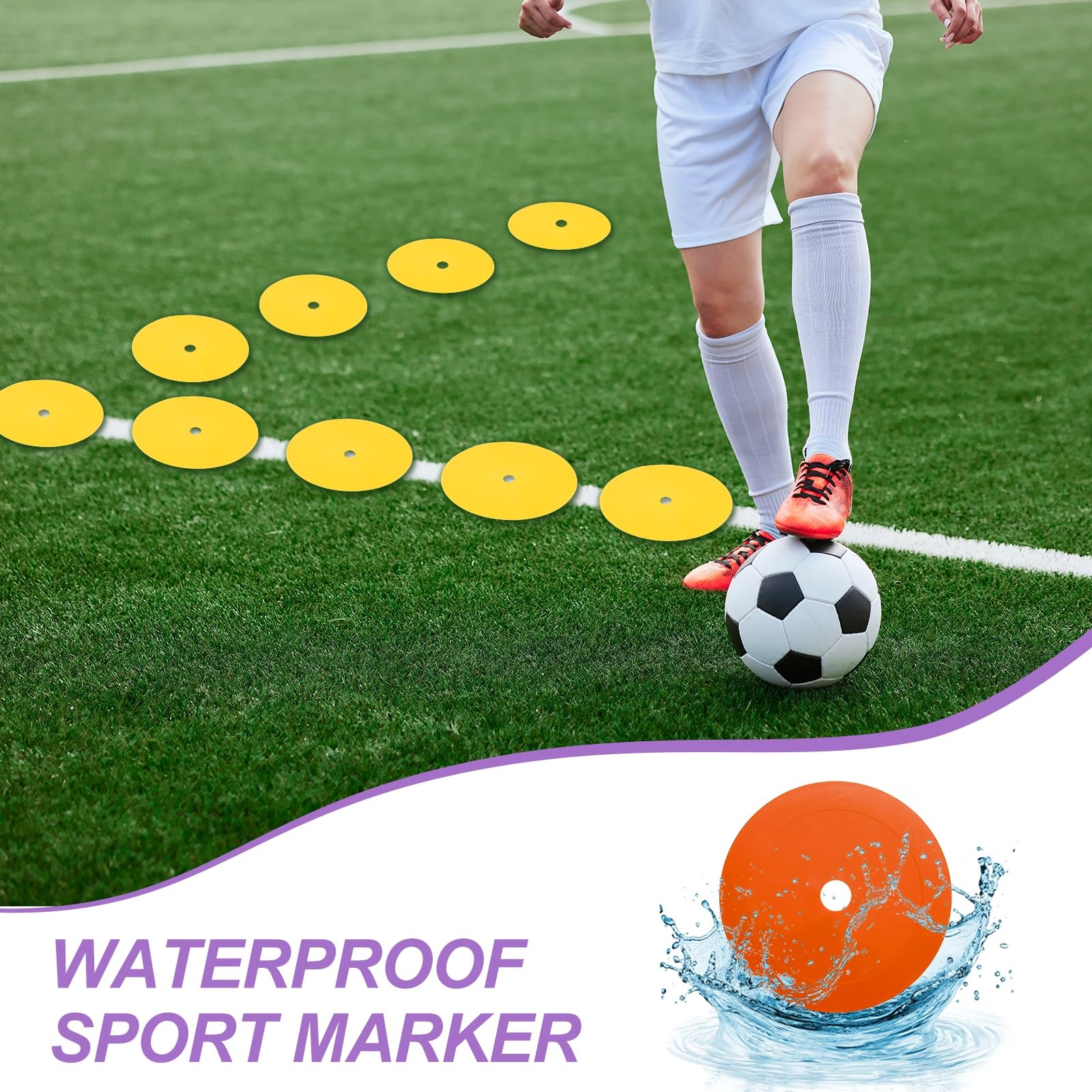 PATIKIL Marqueurs Au Sol 6 Pouces 12 Pcs Points Antidérapants Cônes Plats pour Gym Football Sports Orange