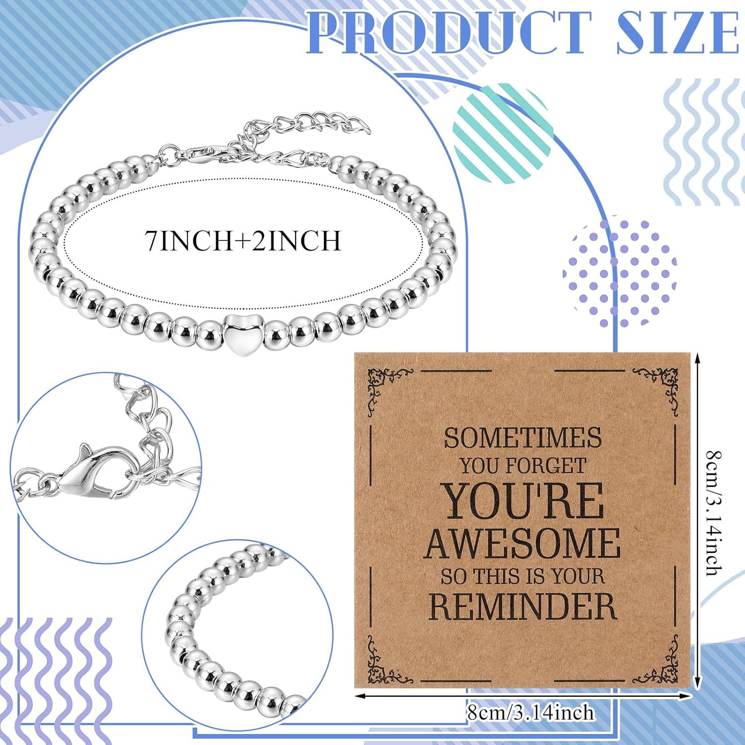 20 Pcs Inspirational Gifts for Women Bracelet Bulk Appreciation Gifts for Girls Charm Bracelets Employee Motivational Bracelets for Coworkers Friends(Sometimes You Forget You're Awesome) - Image 3