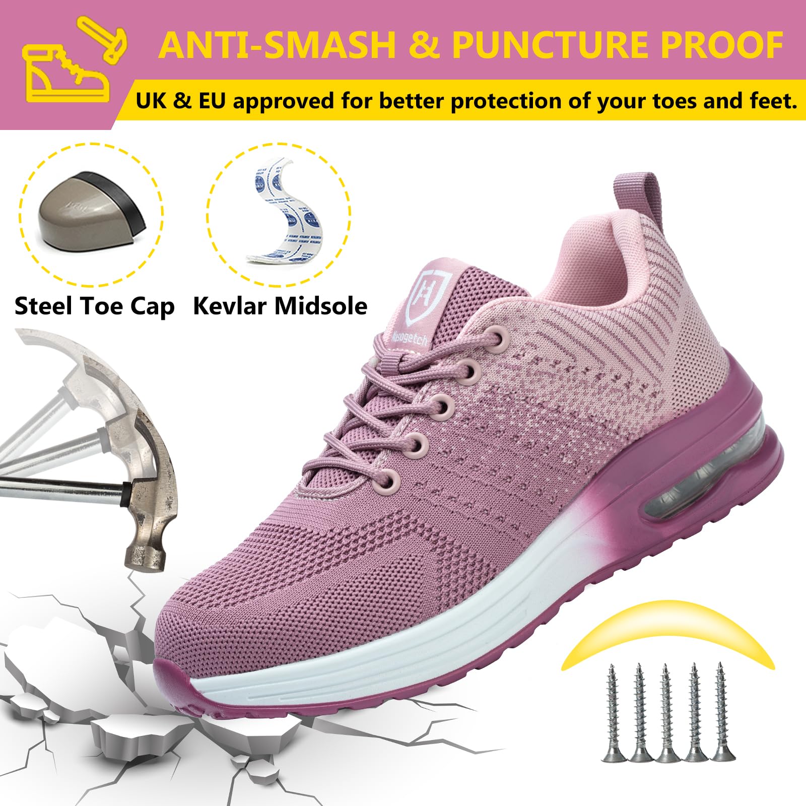 Baofular Scarpe Antinfortunistiche Uomo Donna Leggere Scarpe da Lavoro Comode Scarpe Sicurezza Antiscivolo Traspiranti