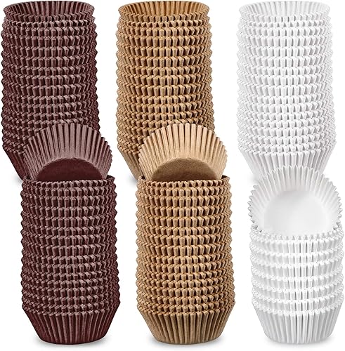Miniatura 1 de 1000 Count Cupcake Liners for Baking Liners Paper Cupcake Wrappers Bulk Cup Cake Cases Muffin Baking Paper Cups for Candy Cooking (Brown White