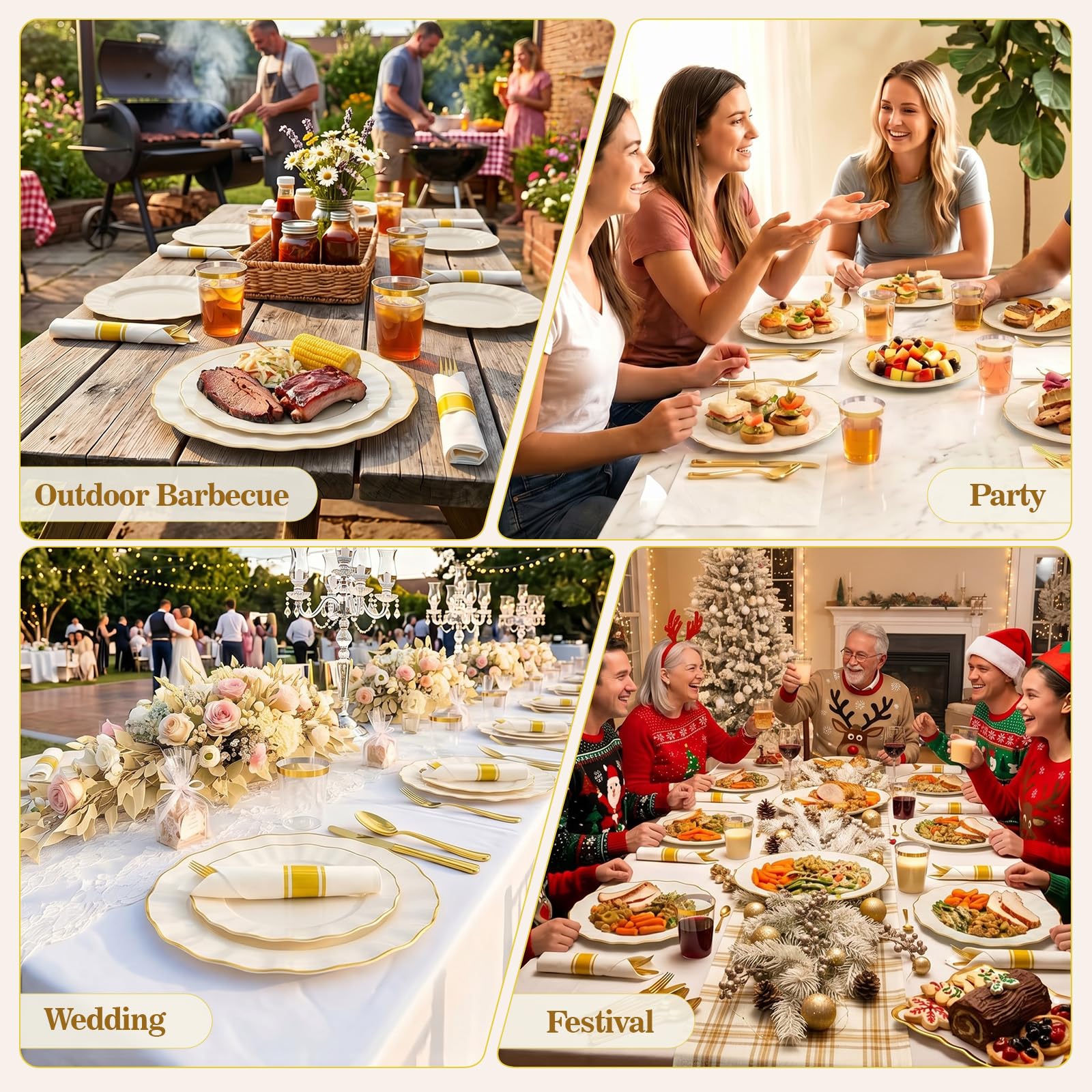 175 PCS Disposable Plates & Cutlery Set - 25 Guests -3