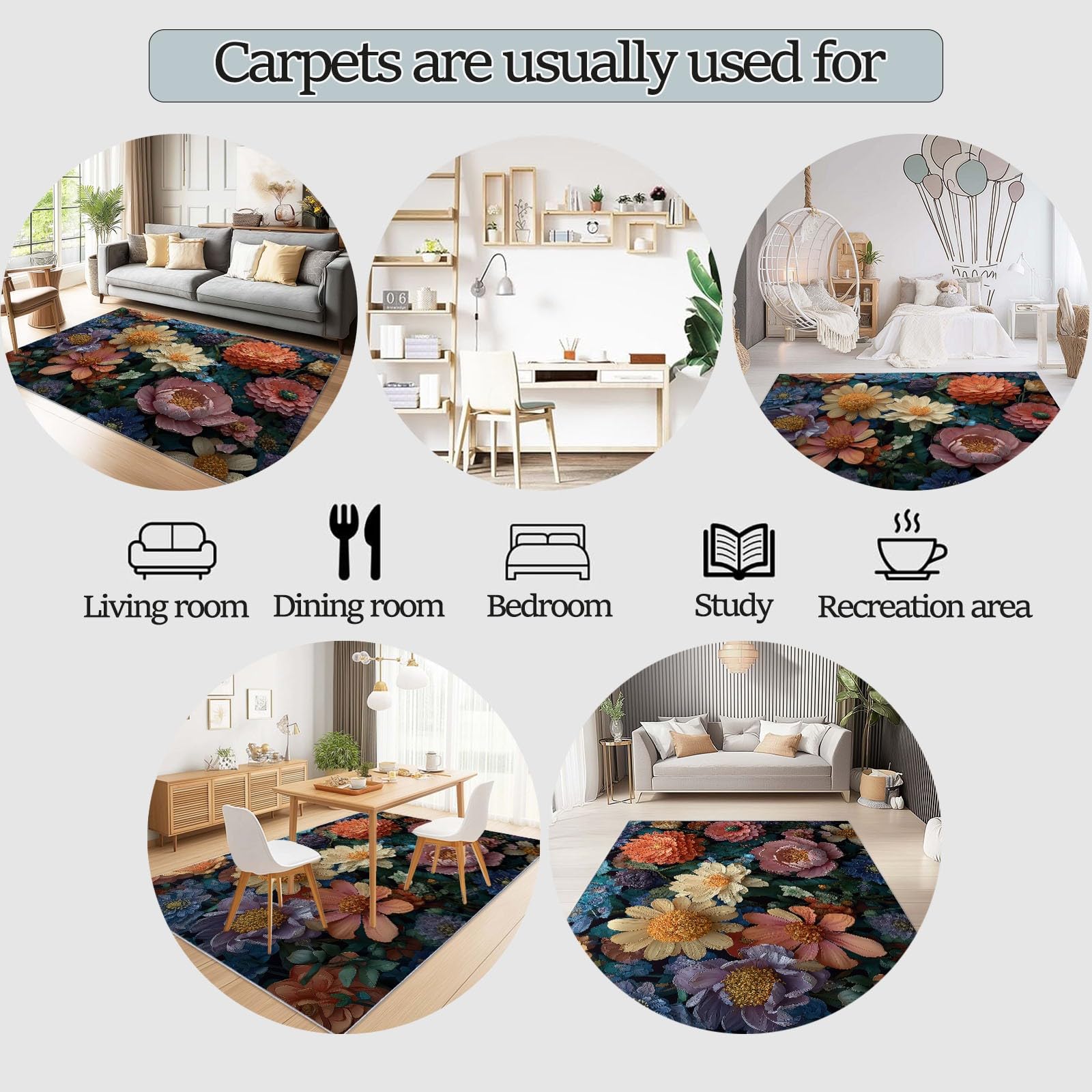 Tapis Salon Lavable Tridimensionnel Adapté à L'aspirateur 140 x 200 cm