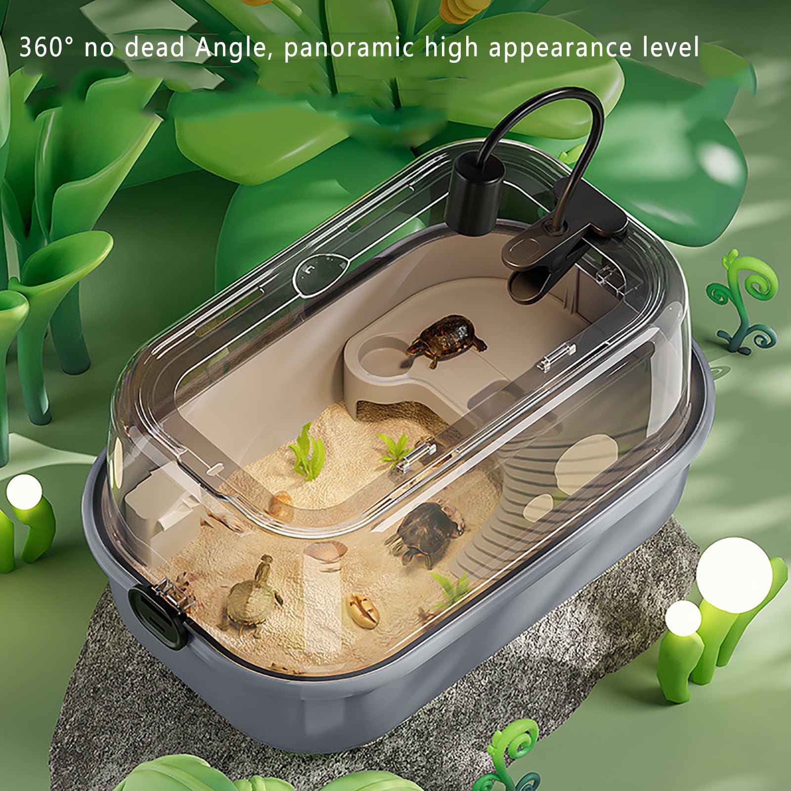 Acuario Para Tortugas Pequeñas, Kit De Inicio Para Hábitat De Tortugas Con Diseño De Separación De 3 Capas, Material De PP Ligero Y Resistente, Fácil De Cambiar El Agua, Para Tortugas Marinas