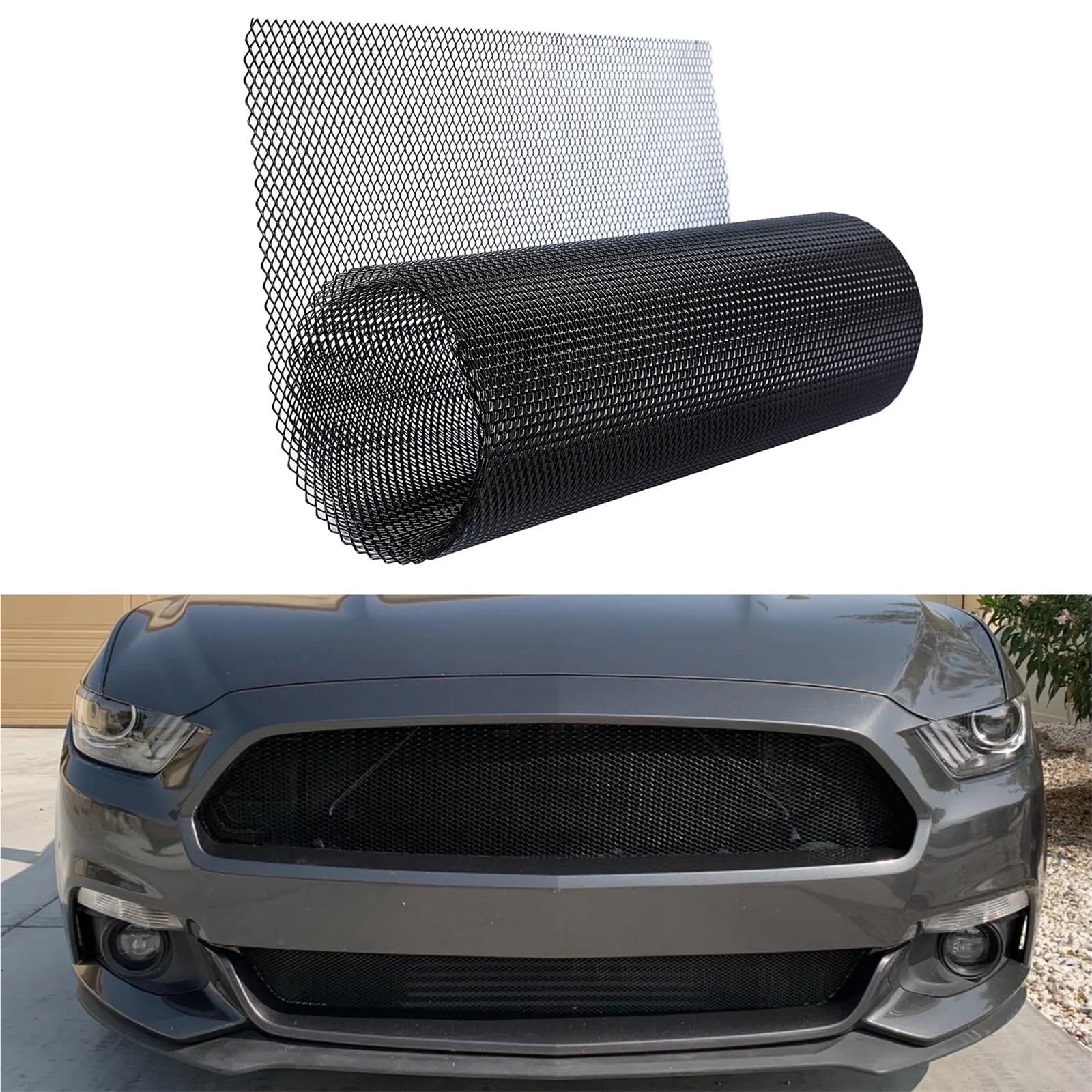 Siatka do grilla ze stopu aluminium lakierowanego, rolka, wkładka do grilla samochodowego, zderzak, otwór rombowy, czarna siatka do grilla samochodowego osłona chłodnicy(Deep Green)