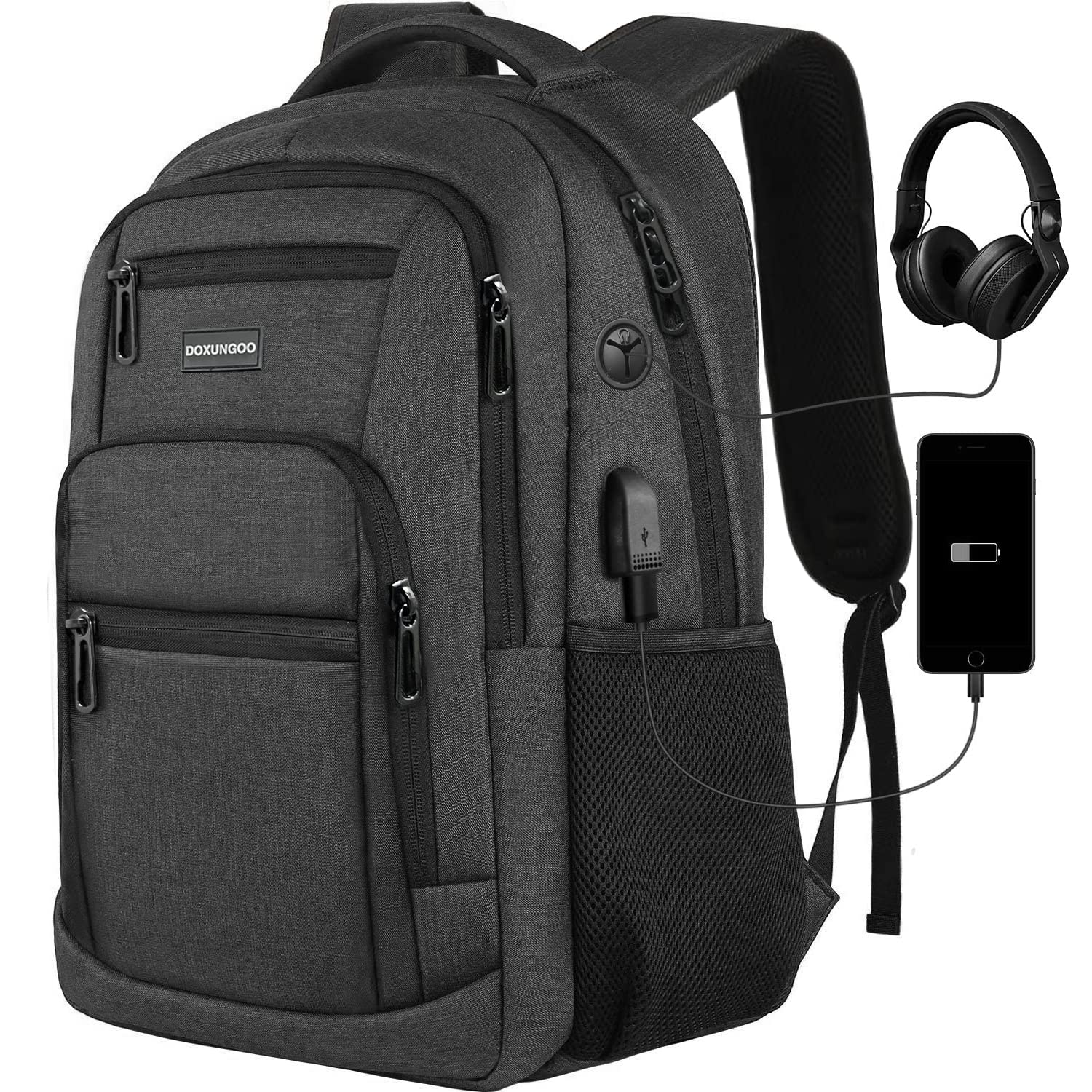 DOXUNGOO mochila de viaje de negocios antirrobo para portátil con puerto de