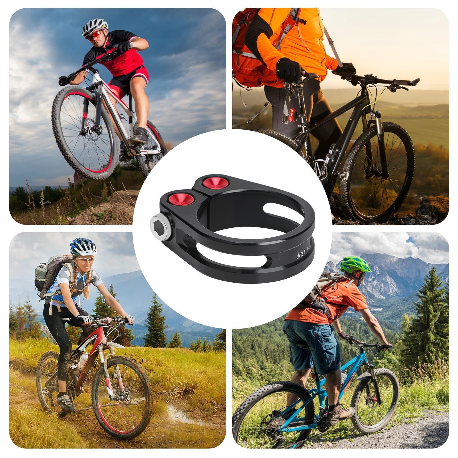 Morsetto per sella, morsetto da sella per bicicletta - Clip per tubo da | sella portatile in lega 31,8/34,9 mm | per anelli di serraggio reggisella, clip per tubo reggisella, per