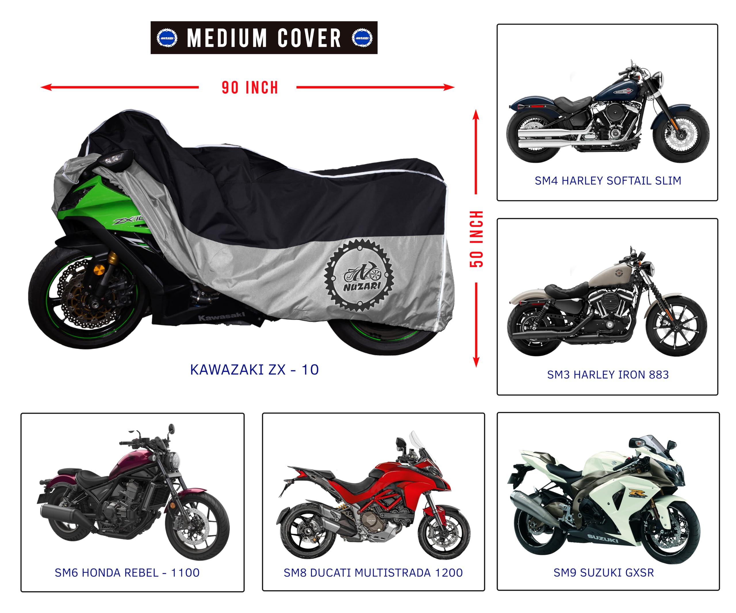 VELMIA Motorcycle Cover - Waterproof, Heat Resistant Up To 575°F, All-Season Outdoor/Indoor Bike Cover