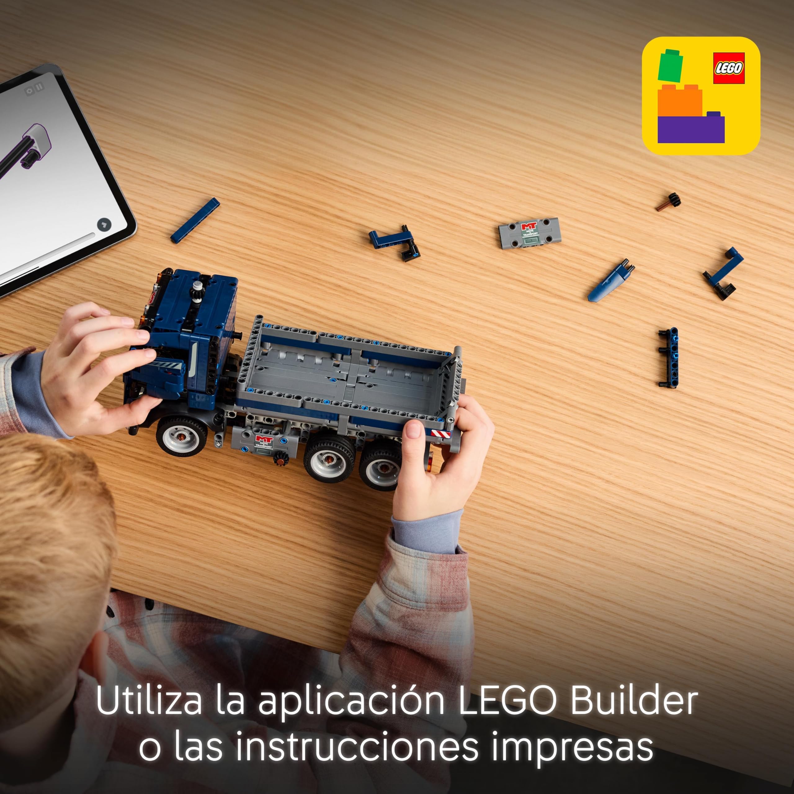 LEGO Technic Volquete Basculante, Vehículo de Obra y Construcción de Juguete, Camión Azul para Construir con Dirección y Caja Móvil, Regalo de Cumpleaños para Niños y Niñas de 9 Años o Más 42203