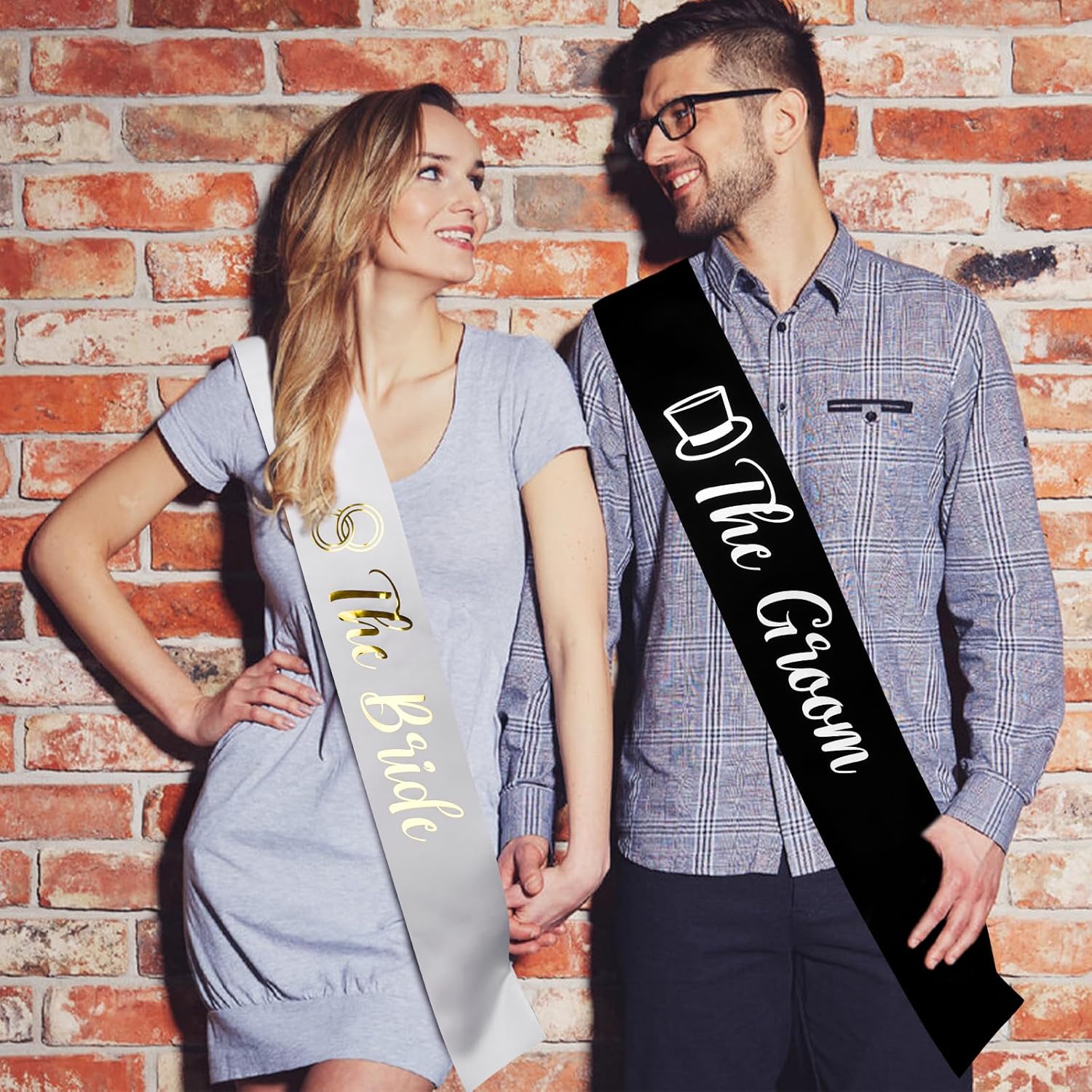 Bride and Groom Sash Just Married Sash The Bride Sash The Groom Sash Bachelorette Party Favors Just Engaged Sash Bridal Sash Engagement Gifts Black White - Image 7