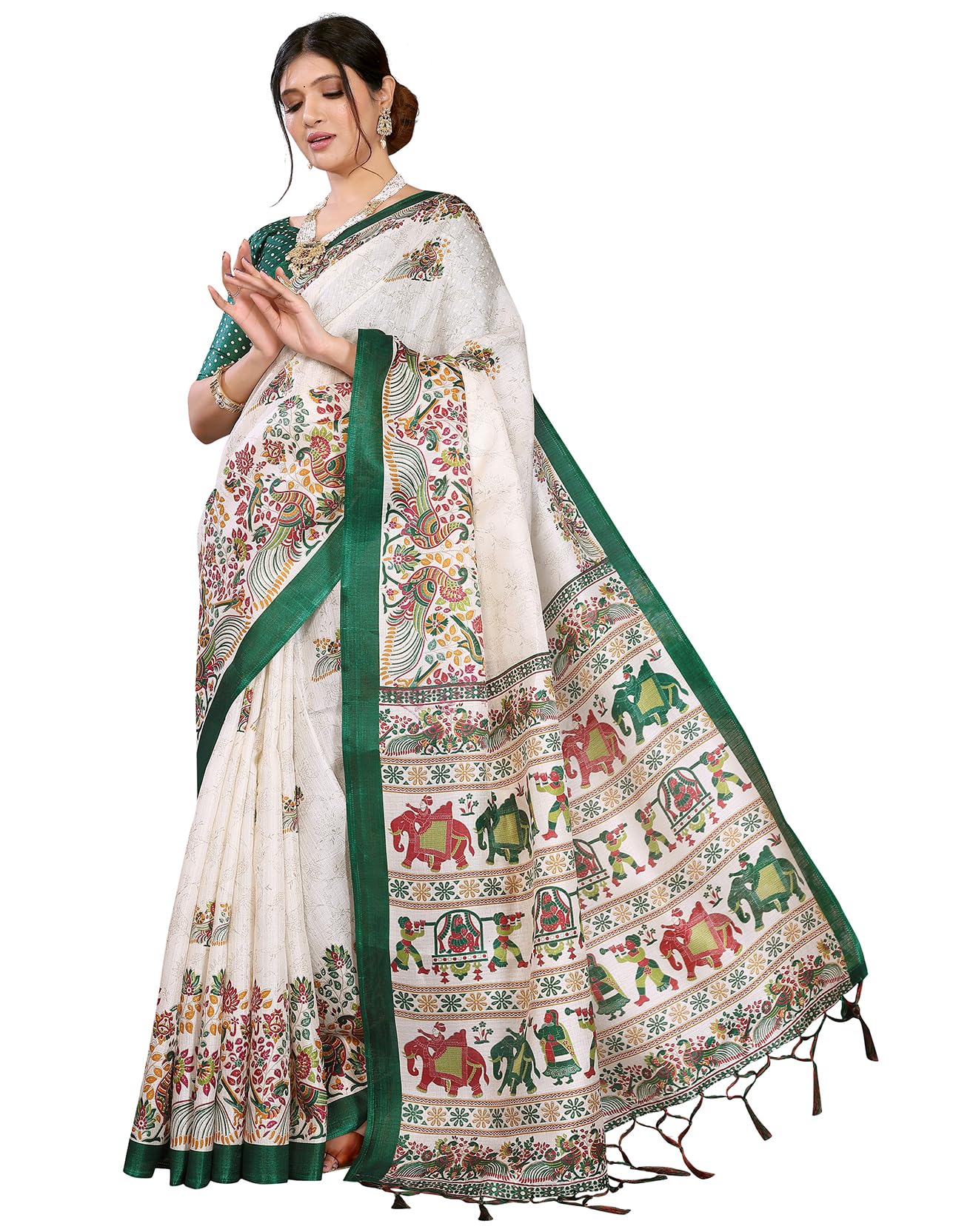 yashika Women's Art Silk Animal Printed Saree With Unstitched Blouse Piece |saree for Women | New Sari | Latest Saree-picture-18