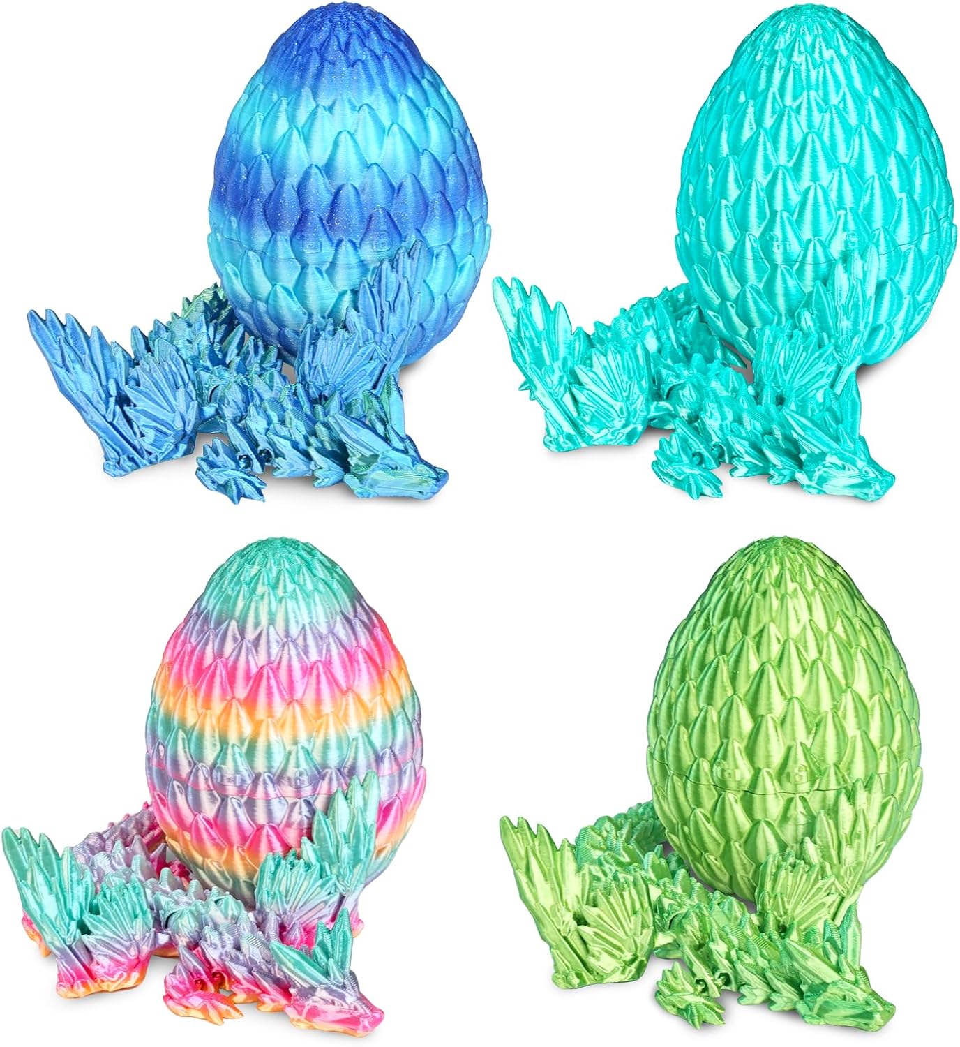 Mydhall 4PCS 3D Printed Dragon Eggs with Baby Dragon Inside Easter Basket Stuffers Christmas Tree Ornaments,Kids Toys & Gifts for Birthday,Home Decor (Macaron Set)