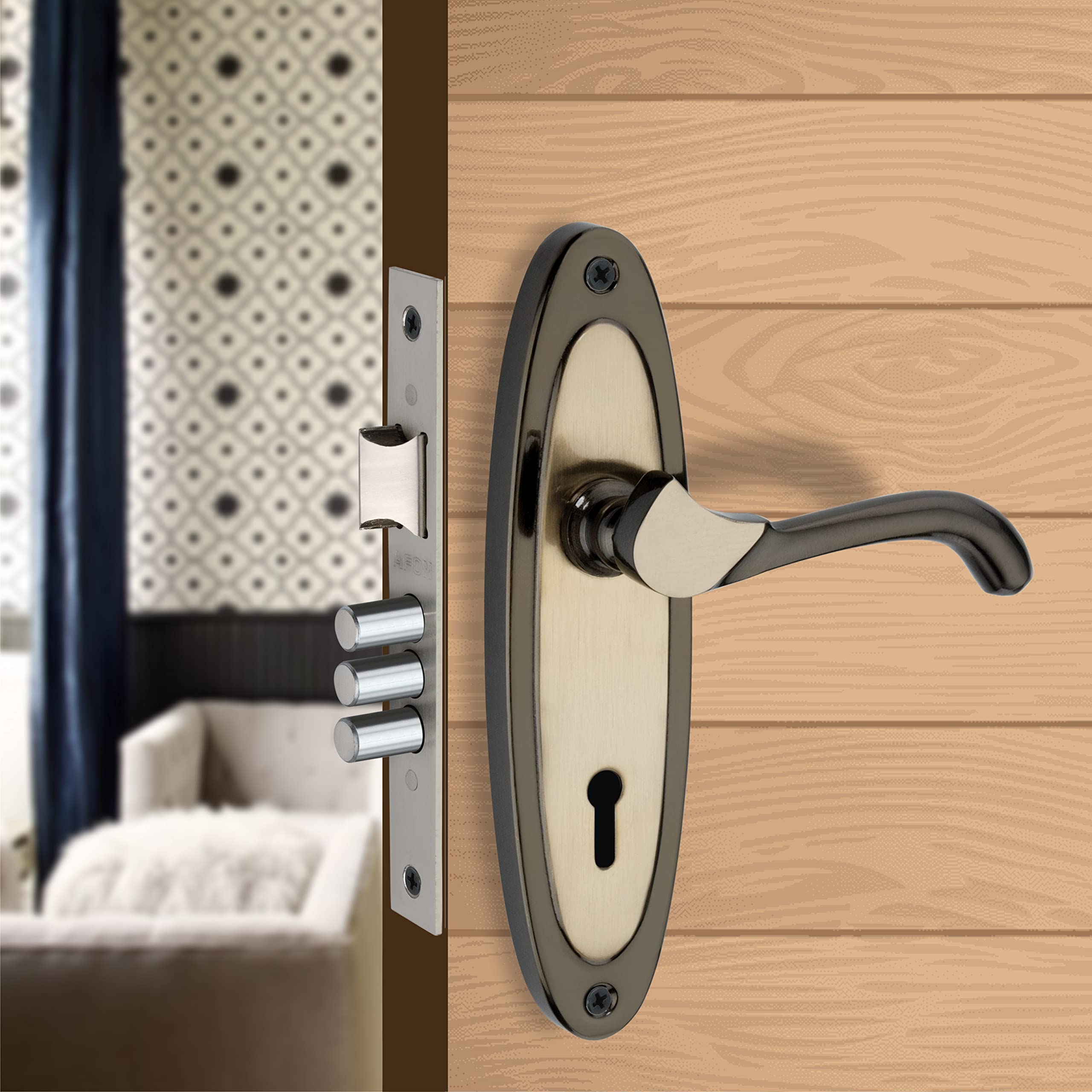 AFON 7 inches Mortise Iron Handle Set with Lock Body | Antique Finish | 3 Keys | 6 Lever 70 mm Double Turn Bullet Lock Set for Door, (MH-PC327-KY-BG) (B0BHR8DTTB) Amazon Price History, Amazon Price Tracker