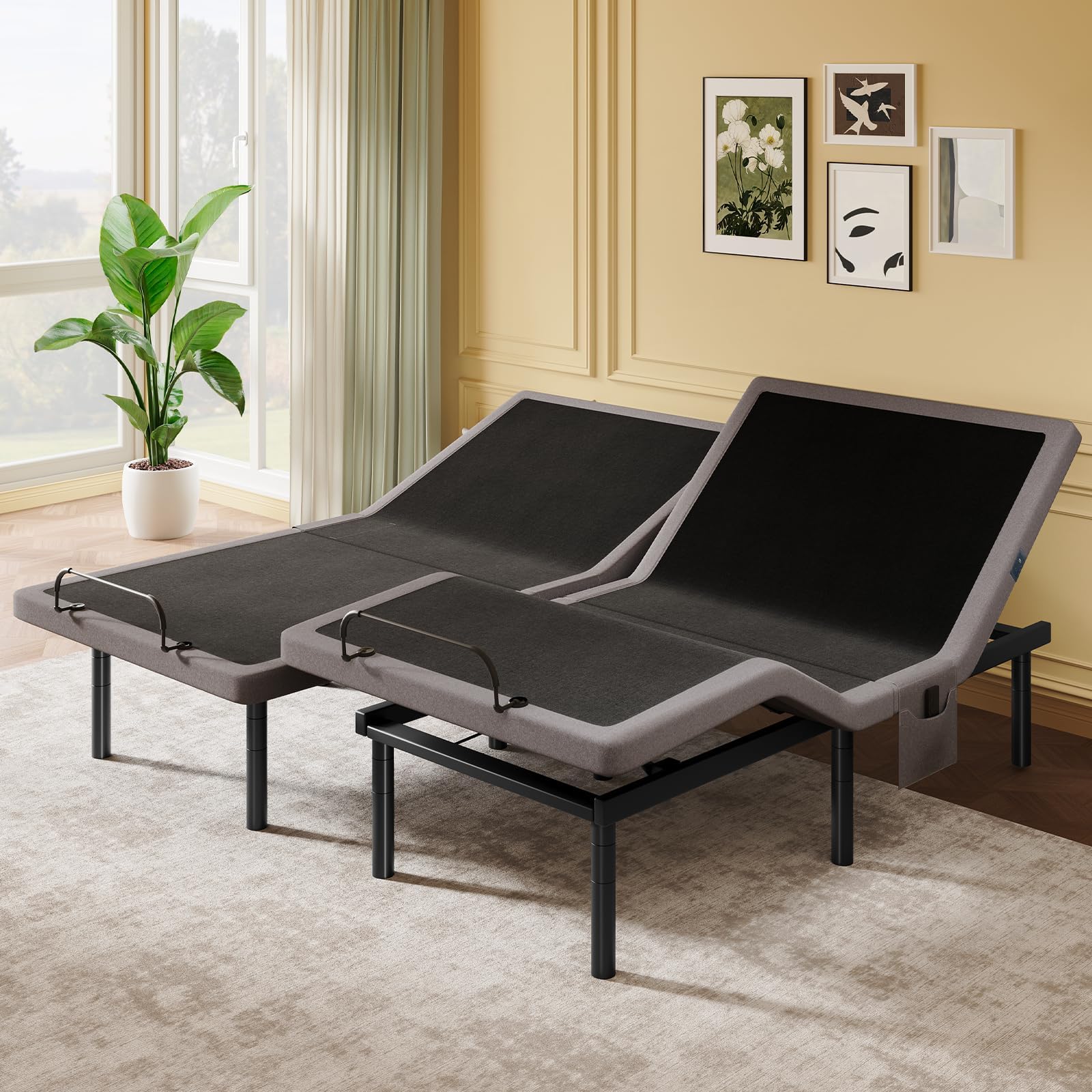 Amada Adjustable Bed Frame Split King Size, Electric Bed with Head & Foot Incline, Zero-Clearance and Zero Gravity Mode, 4 USB Ports and Wireless Remote, Easy Assembly