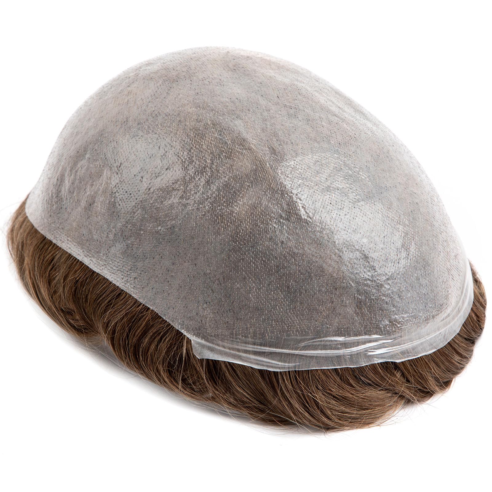 Men's Toupee Real Hair Ultra-Thin 0.03mm Skin Toupee for Men Light Medium Density Hairpiece Base Size 8x10 Inch 100% Human Hair System for Men (#18)