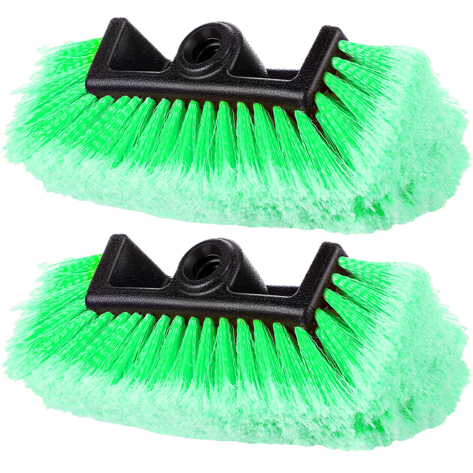 Tanlade 2 cabezales de cepillo de lavado de coche con cerdas suaves para detalles, cepillo de limpieza exterior de coche, equipo de lavado de coche, camión, caravana, barco, cámper (verde, 12