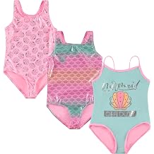 BTween Girls Multi Pack One Piece Swimwear Unique Colors and Patterns, Sizes 4-16 for Kids and Toddlers