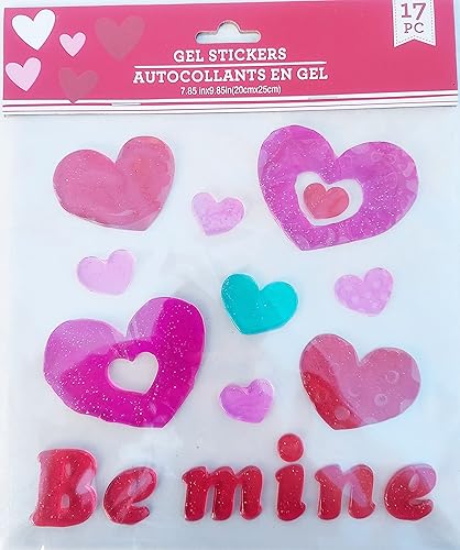 Miniatura 1 de Letras de gel para ventana de San Valentín Be Mine con detalles de corazón 17 piezas