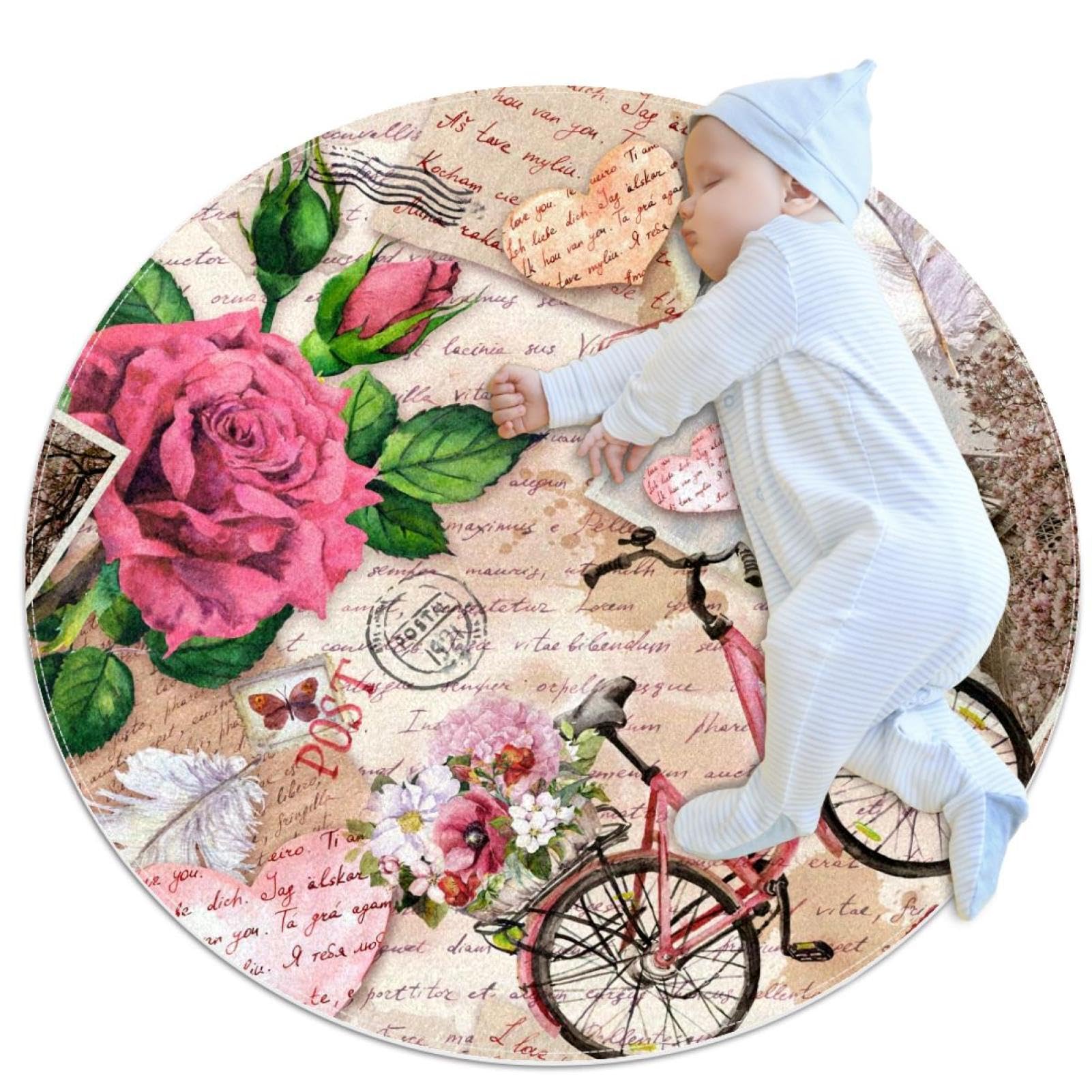 Tapis de salle de bain rond 1m anti-glisse style parisien haut de gamme