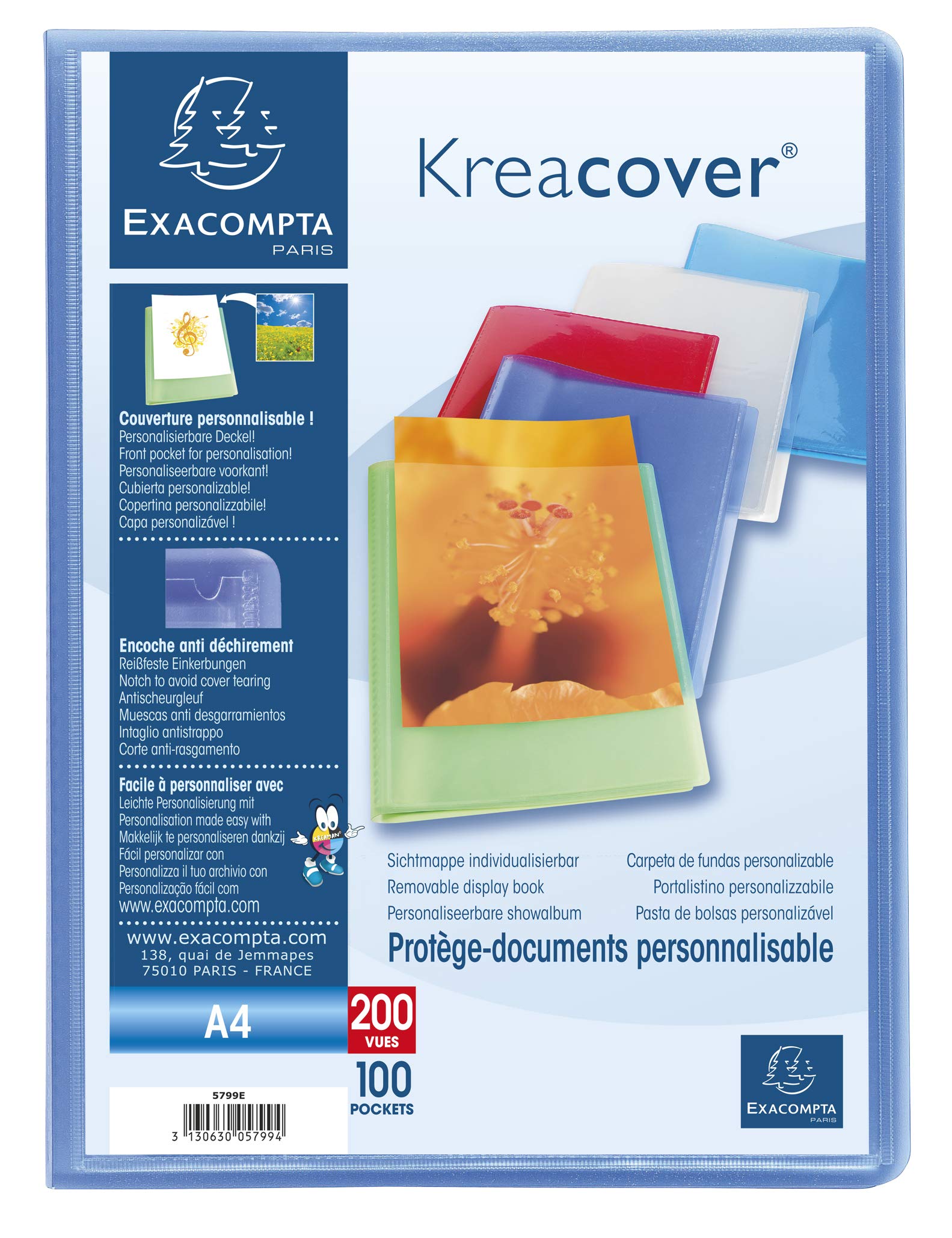 Exacompta 5799E Album ofertowy Kreacover - PP - 200 widoków - A4 - kieszeń na okładce - półsztywny - kolor: losowy