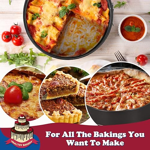 Miniatura 6 de Hiware Sartén antiadherente para tarta de queso de 9 pulgadas con fondo extraíble bandeja para pasteles a prueba de fugas con 50 piezas de papel