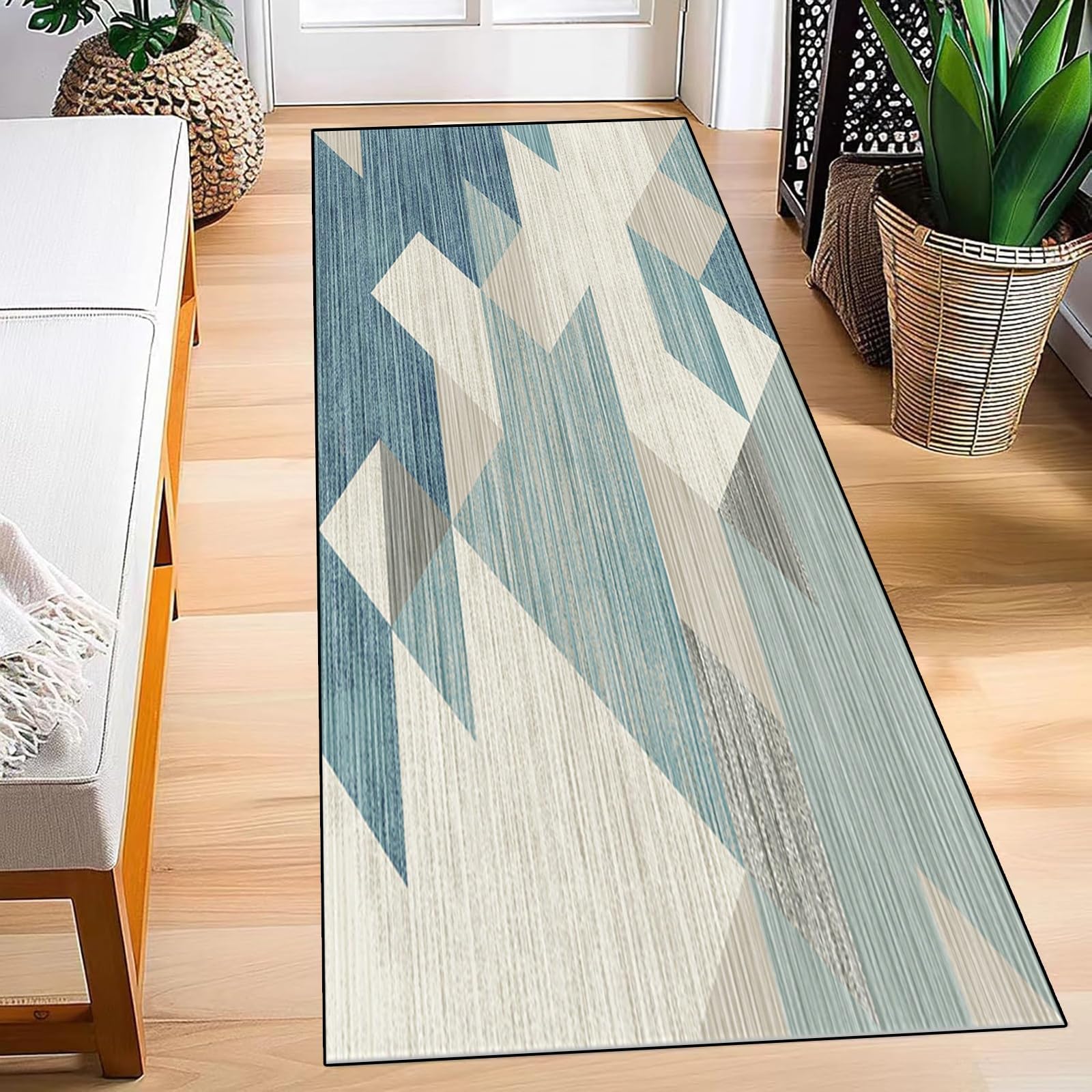 Tapis de Cuisine Antidérapant et Lavable 50 x 190 cm sur Mesure - Antidérapant - Lavable - Moderne Tapis Entrée Couloir Poils Ras Tapis de Couloir Extra Long pour Couloir, Salon, E