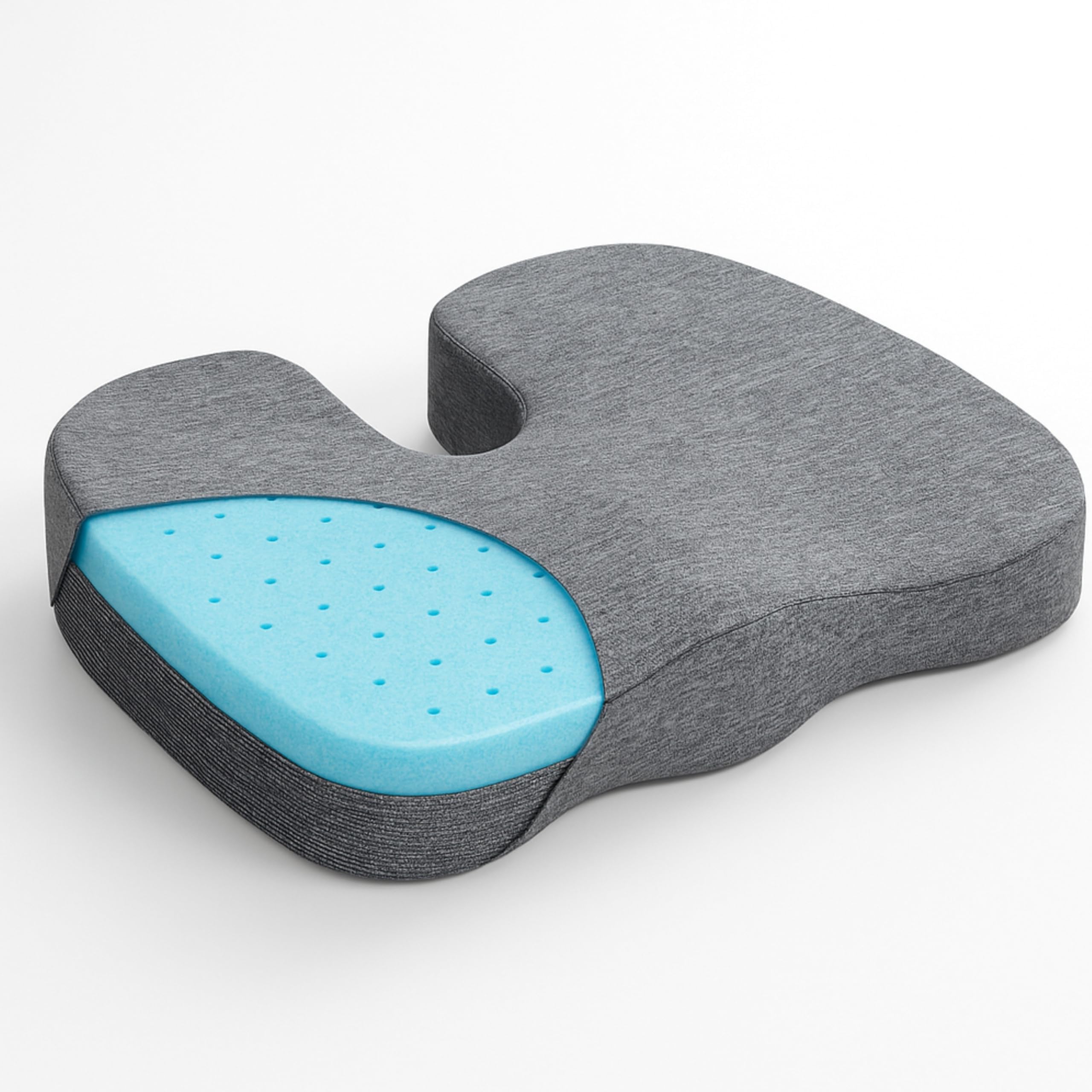 ORTHICO Gel Memory Foam Coccyx Cushion For Car & Chairs,Sitting Pillow For Tail Bone Support,Sciatica Pain Relief Seat,Office Chair Cushion For Long Sitting,Coccydynia Pillow -Discat Grey