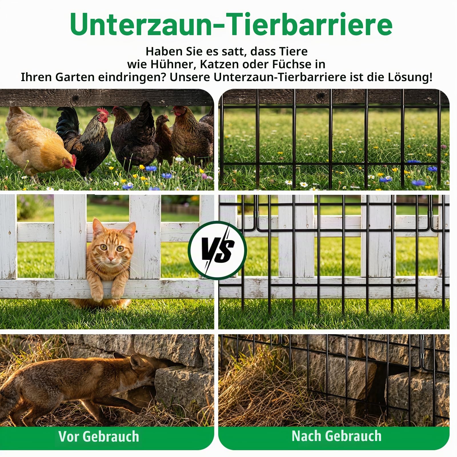 Thealyn 25er-Pack Tierbarriere-Zaun Metall Dekorativer Gartenzaun 43 cm (H) X 33 cm (B) Gesamtlänge 8,2 m Kein Graben-Zaun Patio-Grenze Tierzaun für Hunde Kaninchen im Freien Patio