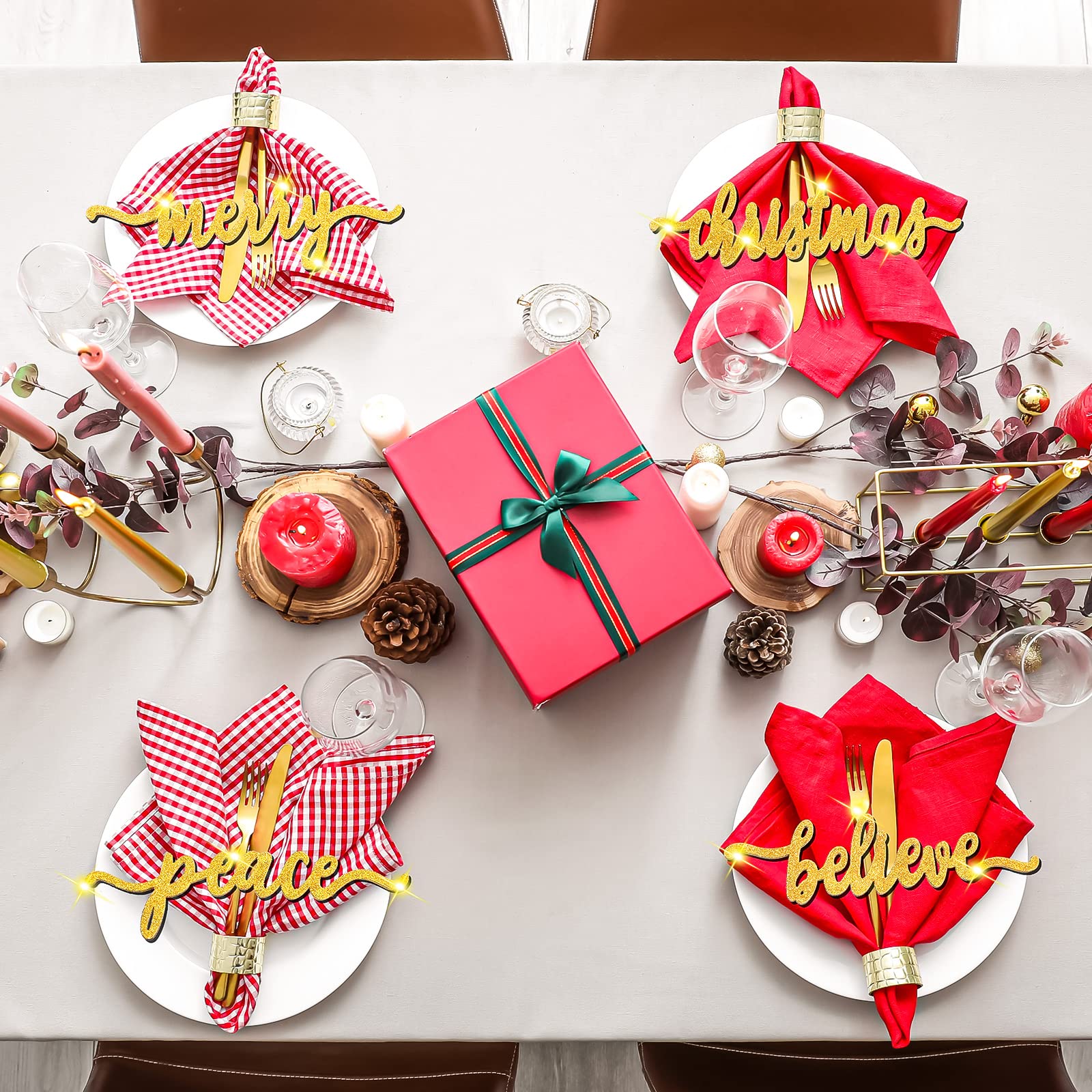 out       お買い得♪   ウェルカム✩ナチュラルクリスマスプレート✩⡱ Amazon.com: Queekay 8 Pieces Christmas Wood Plate Letter Sign