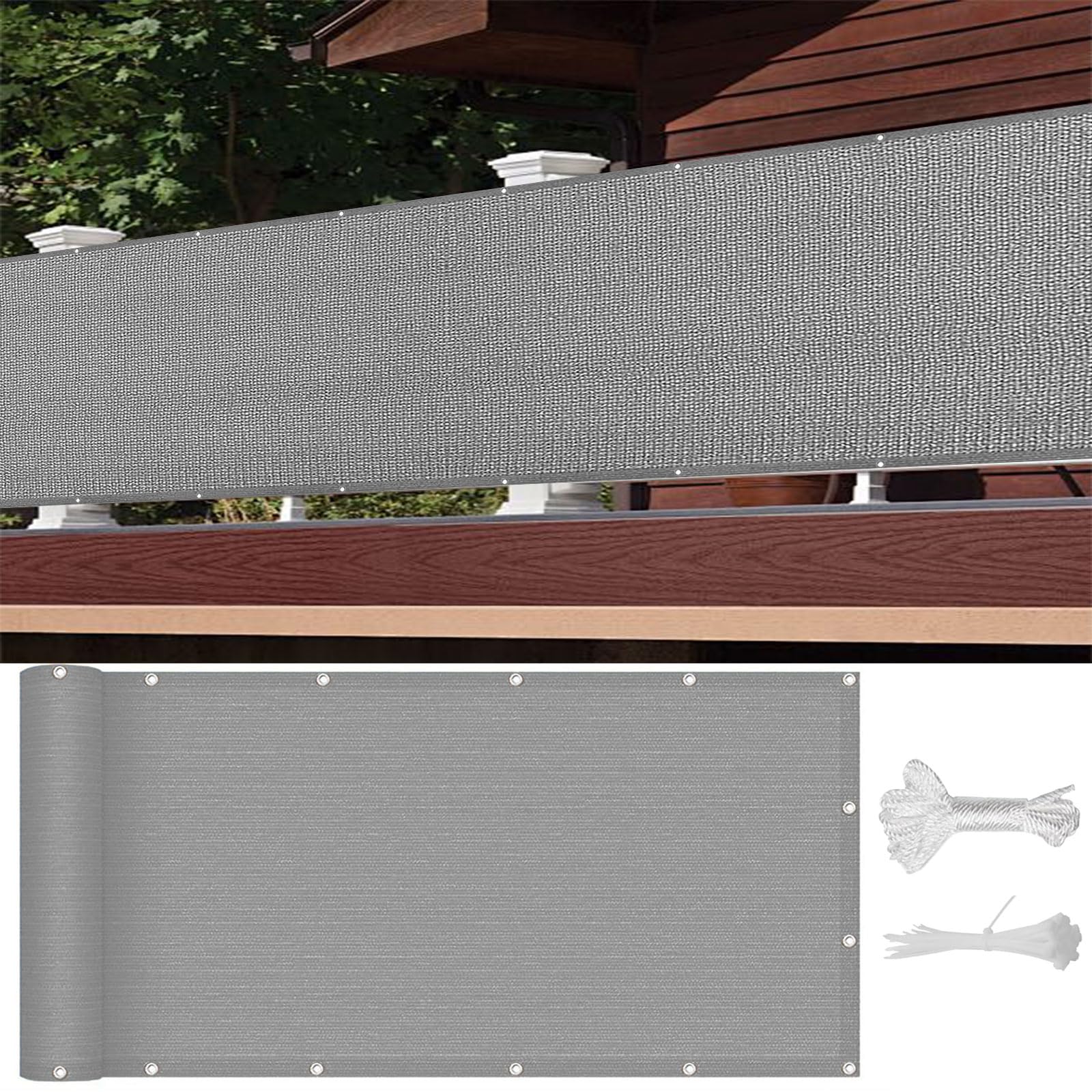 Protection UV et brise vent terrasse gris clair 120x910 cm pour une occultation totale