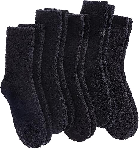 SDBING Calcetines mullidos para mujer, suaves y esponjosos, calcetines para dormir en casa, calcetines cálidos y acogedores, 6 o 5 pares