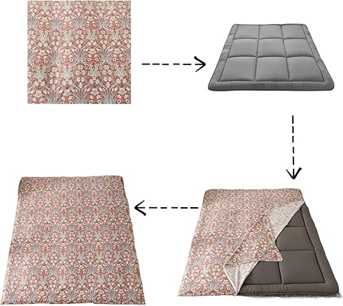 Miniatura 7 de Funda de futón 100% algodón para colchón de futón japonés con cremallera, tamaño individual, matrimonial, queen, lavable a máquina, súper suave