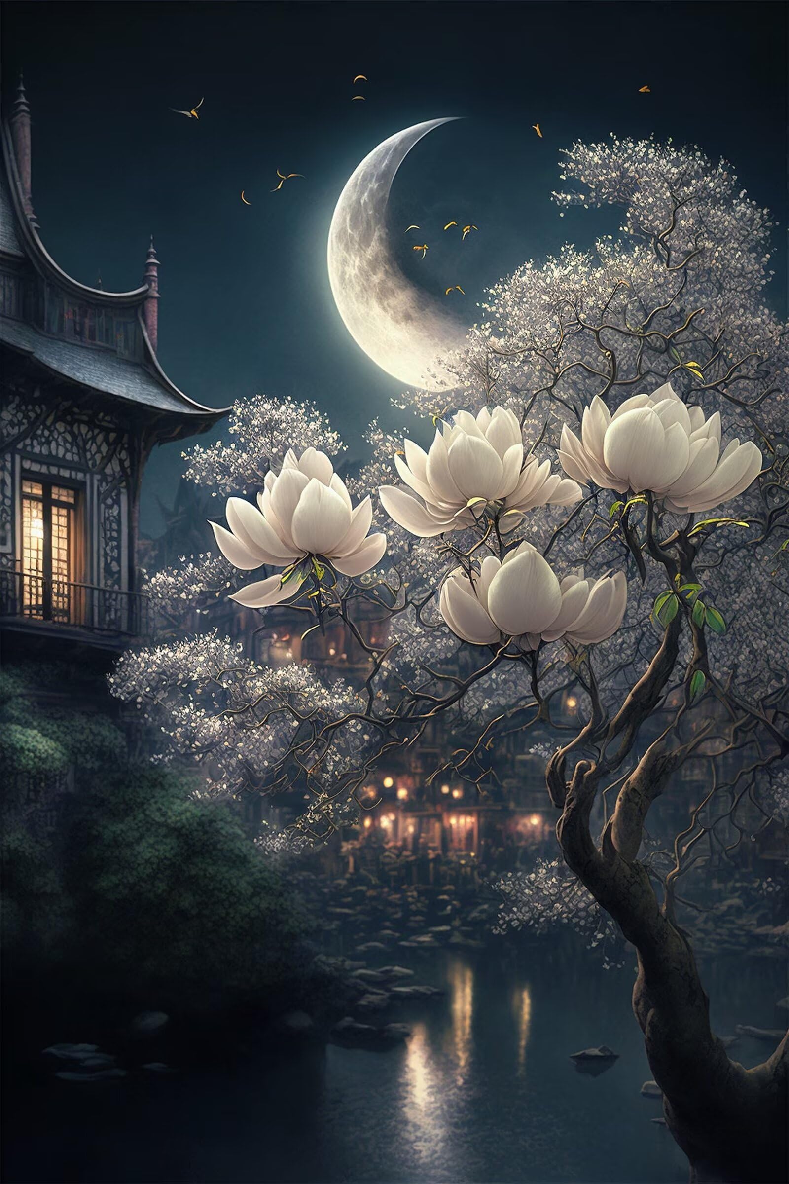 Puzzle dla dorosłych, 1000 elementów, biała magnolia, vintage, 75 x 50 cm, kolorowe puzzle "zrób to sam" do dekoracji domu, rodzinne puzzle dla początkujących i dzieci