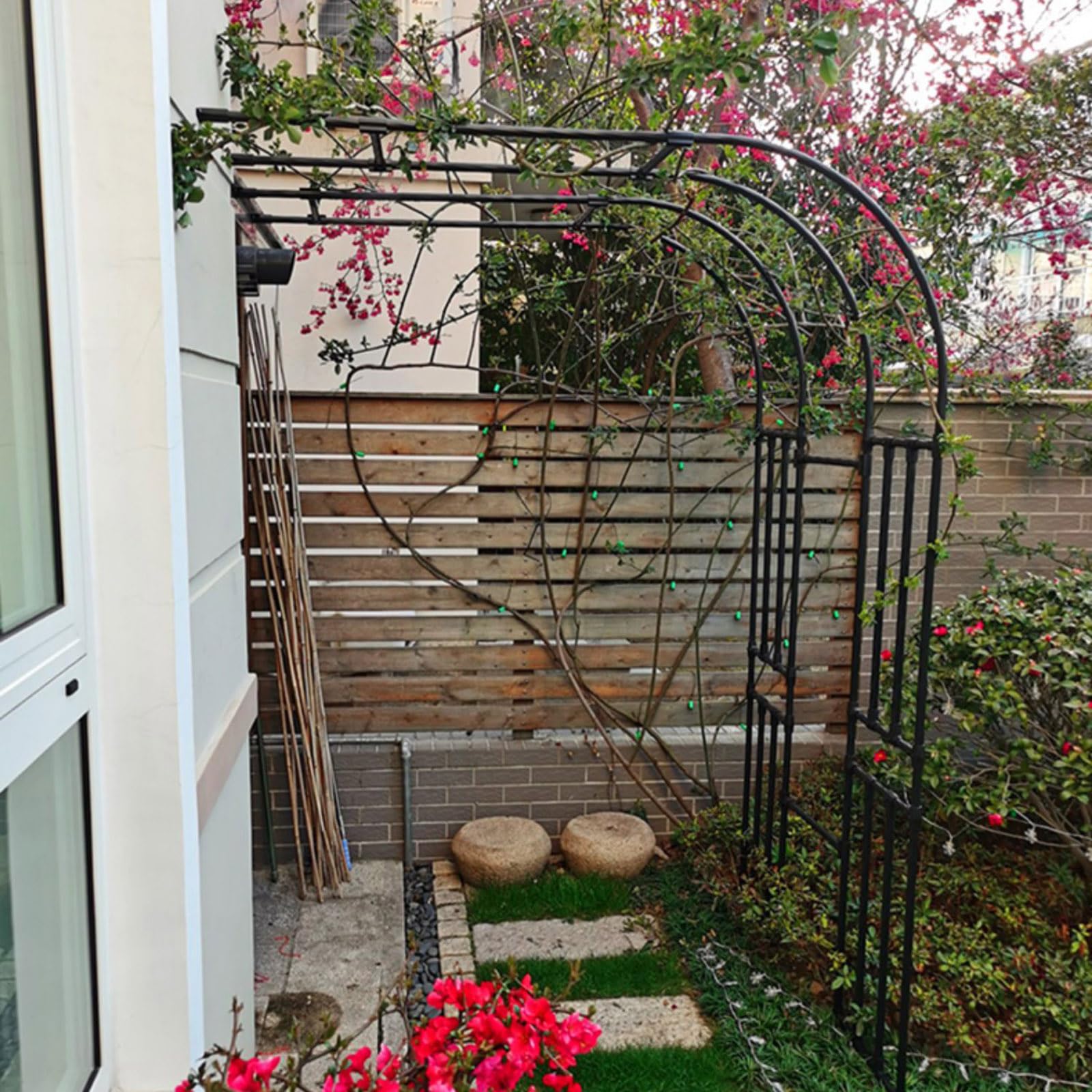 Arche de Jardin Demi-côté, tonnelle de Jardin Robuste, Cadre en Acier, Demi-Arc pour Plantes grimpantes, Roses