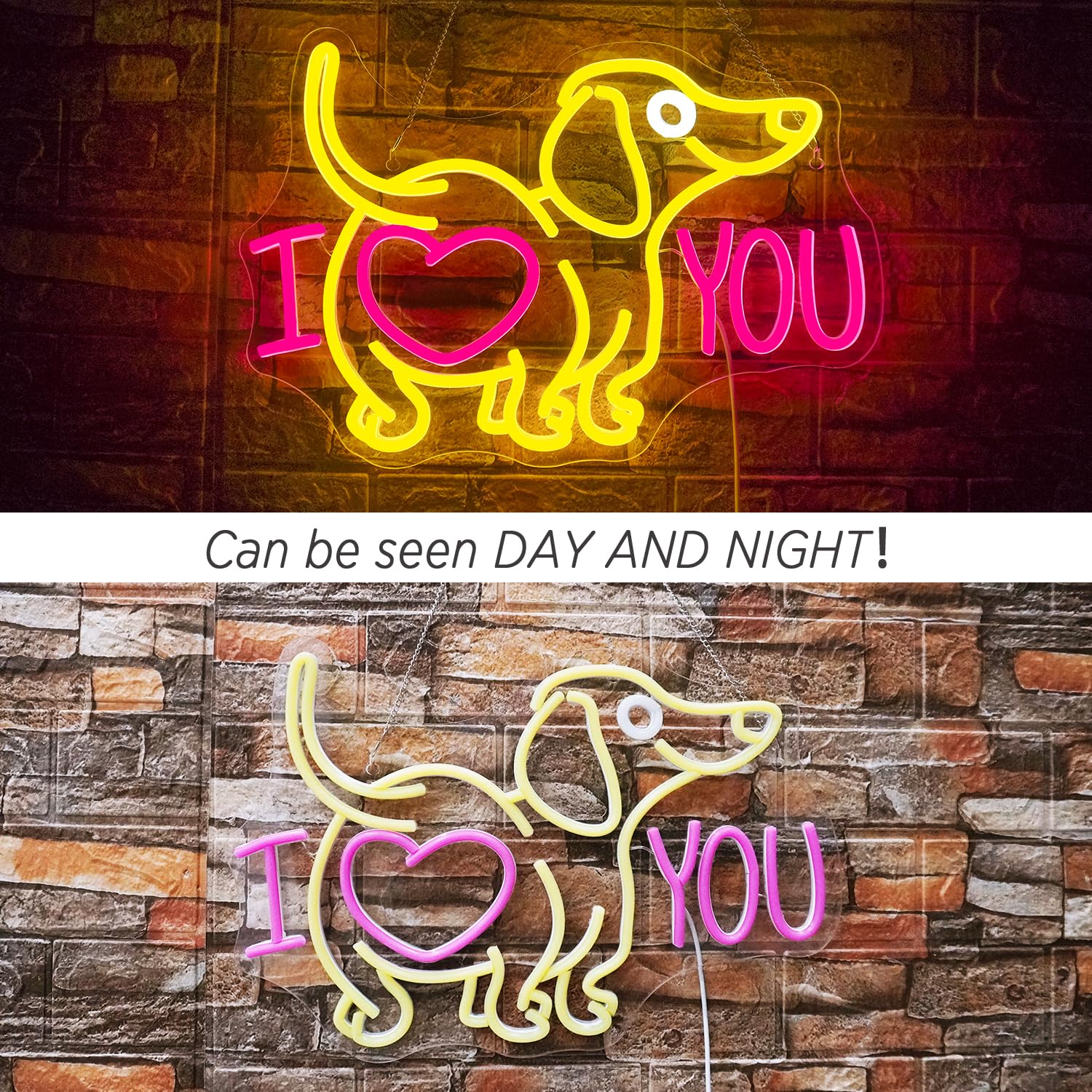 Ineonlife Love Neon Sign, Dachshund Lights, I Love You Art, Dimmable USB Regali per Gatti e Cani, San Valentino, Negozio Animali