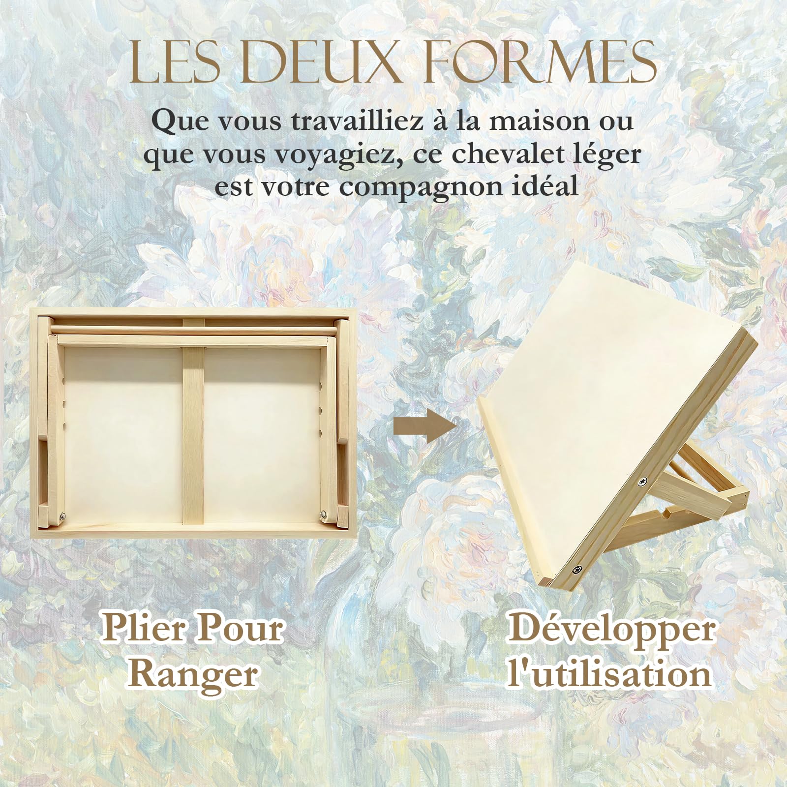 predolo Chevalet de table pour peinture, présentoir en bois, décoratif, élégant, planche à dessin, chevalet de bureau pour artiste, 45cmx30cm