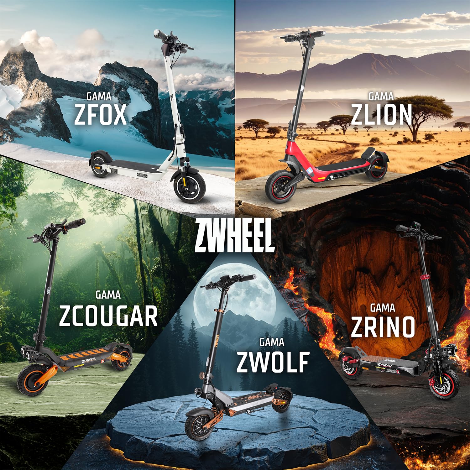 ZWHEEL ZFOX Plus | Patinete Eléctrico Adultos Homologado DGT (300-600W) - 35km Autonomía, Regeneración al Frenar, Intermitentes, Ruedas Mixtas 10" de Aire, Frenos de Disco y Eléctricos