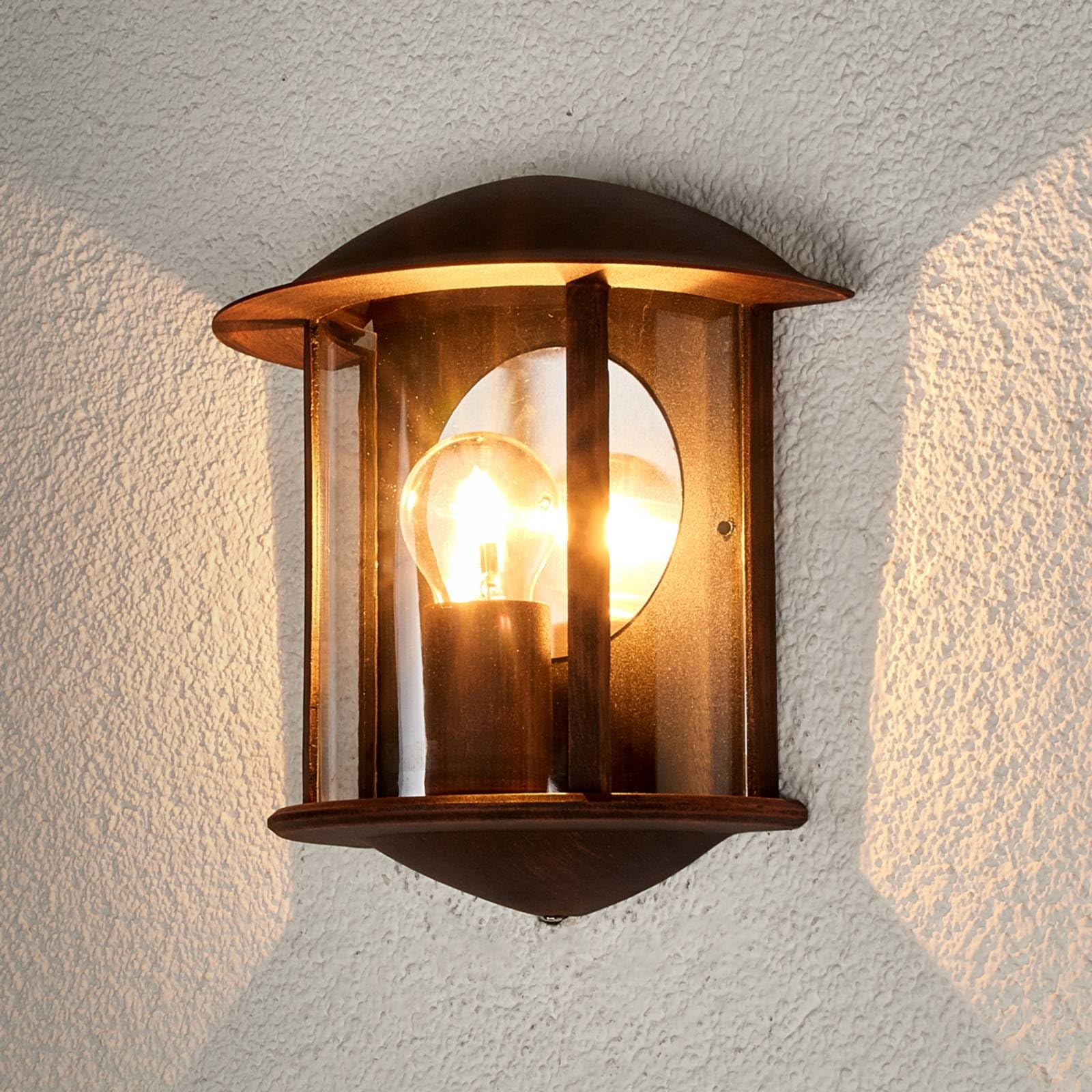 Lindby Wandleuchte außen Maelis (spritzwassergeschützt (Modern) in Braun aus Aluminium (1 flammig, E27) - Außenwandleuchten Wandlampe Led Außenlampe Outdoor für Außenwand/Hauswand Haus